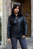 Vintage genuine leather jacket with faux fur colar (L)