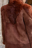Vintage brown genuine shearling coat with fur lininng (M/L)