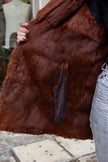 Vintage brown genuine shearling coat with fur lininng (M/L)