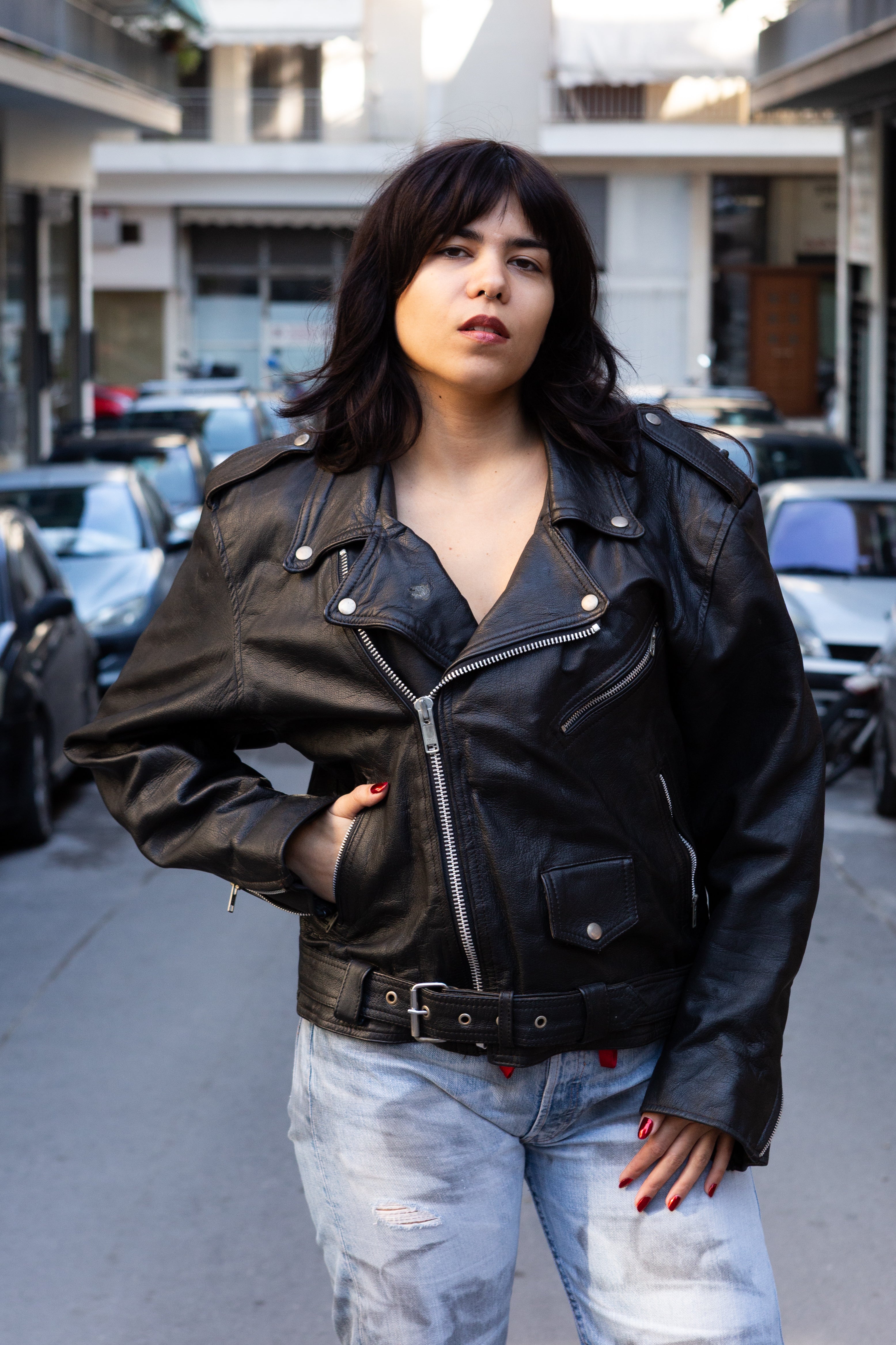 Vintage perfecto leather jacket (L)