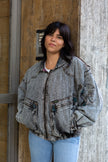 Python super cool bomber jean jacket