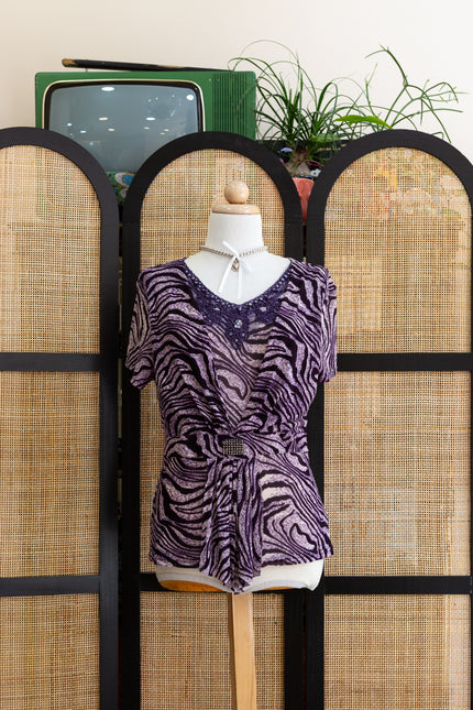 Super hot animal print mesh top