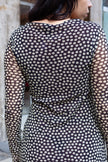 Vintage mesh polka dot dress with velvet detailing (M/XL)