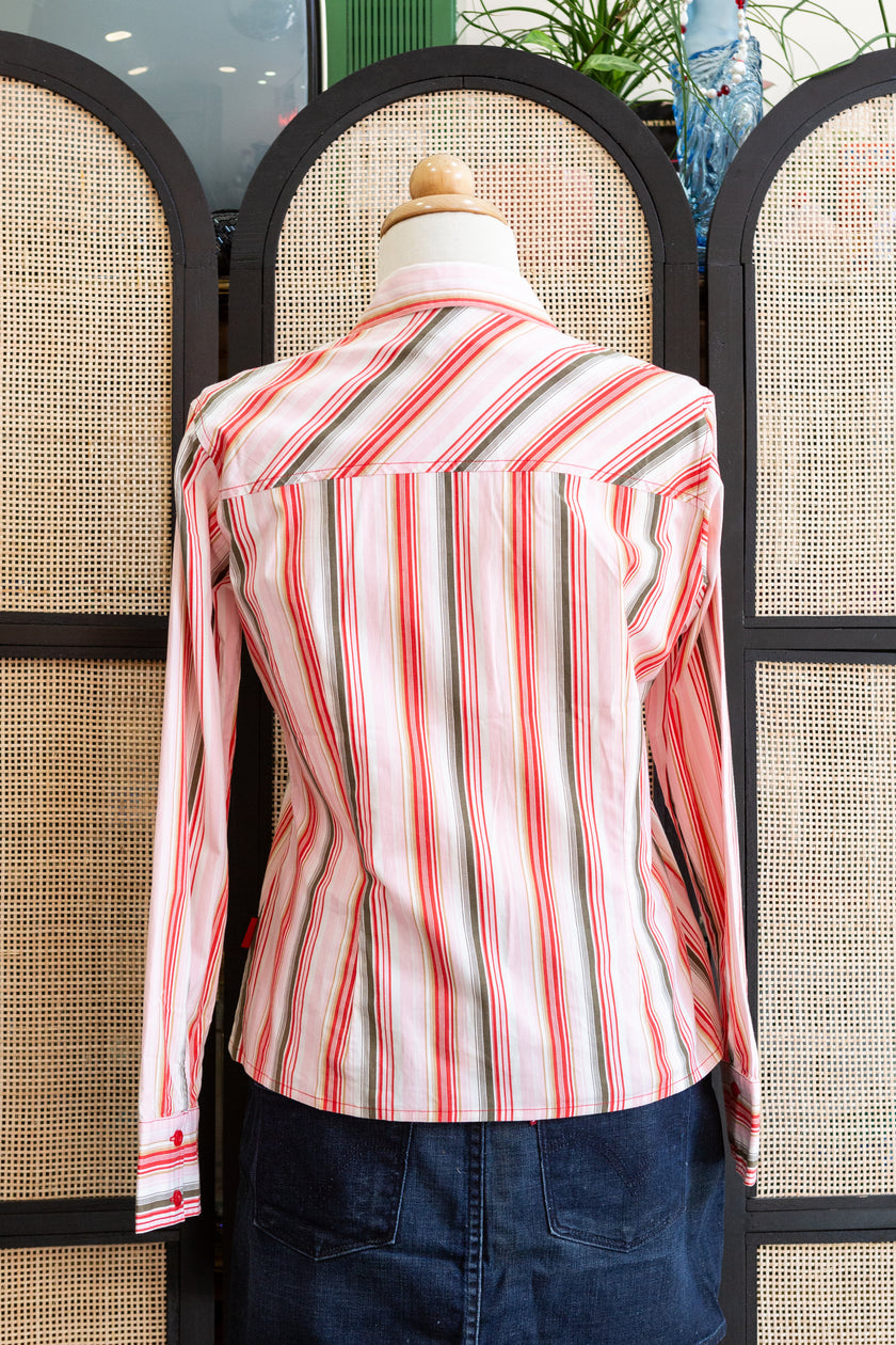 Vintage striped shirt with pointy collar