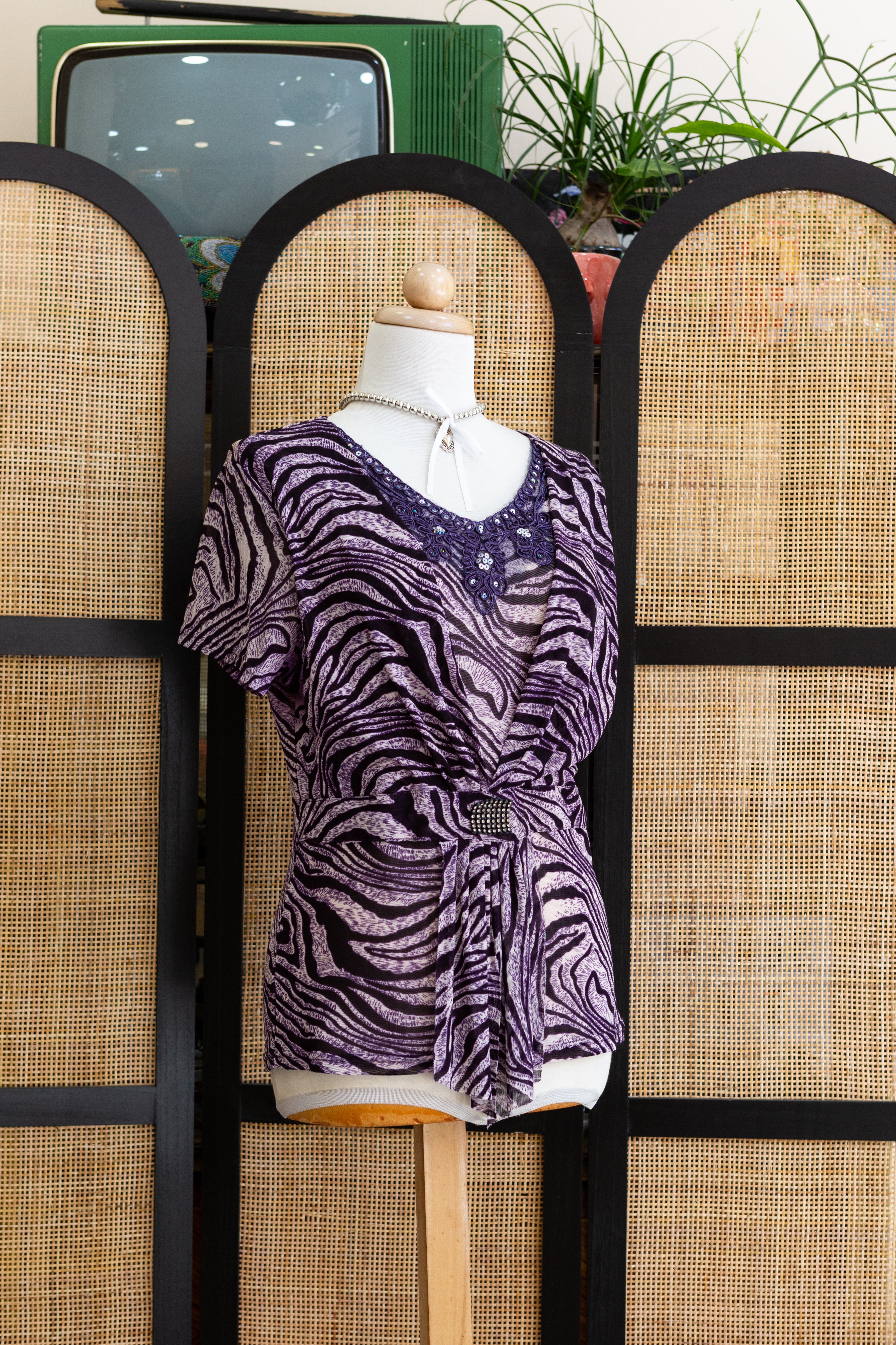 Super hot animal print mesh top