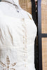 Vintage Ivory Linen Corset Top with Cutout Lace Hem