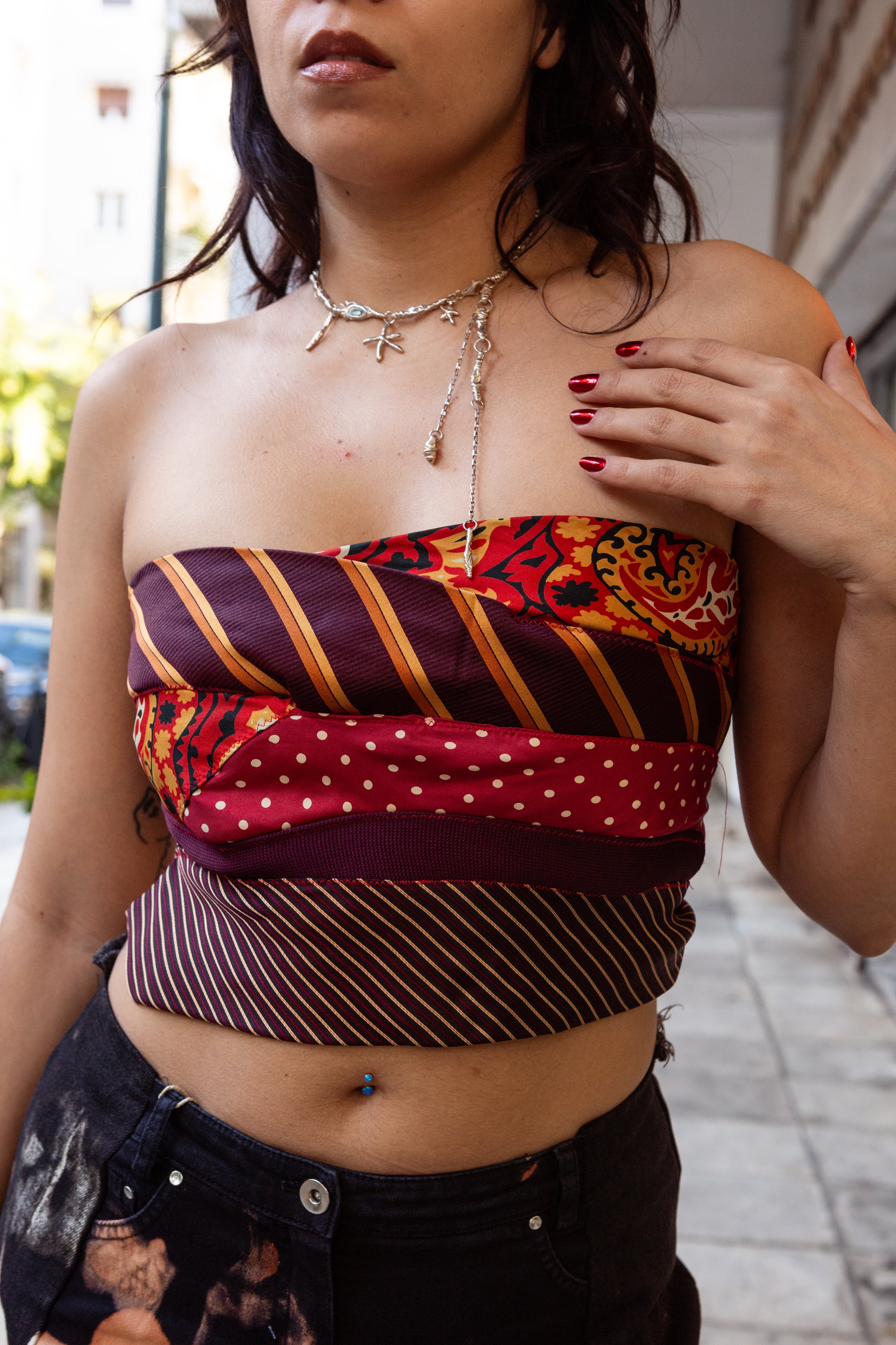 Cosette Up-cycled top with vintage ties