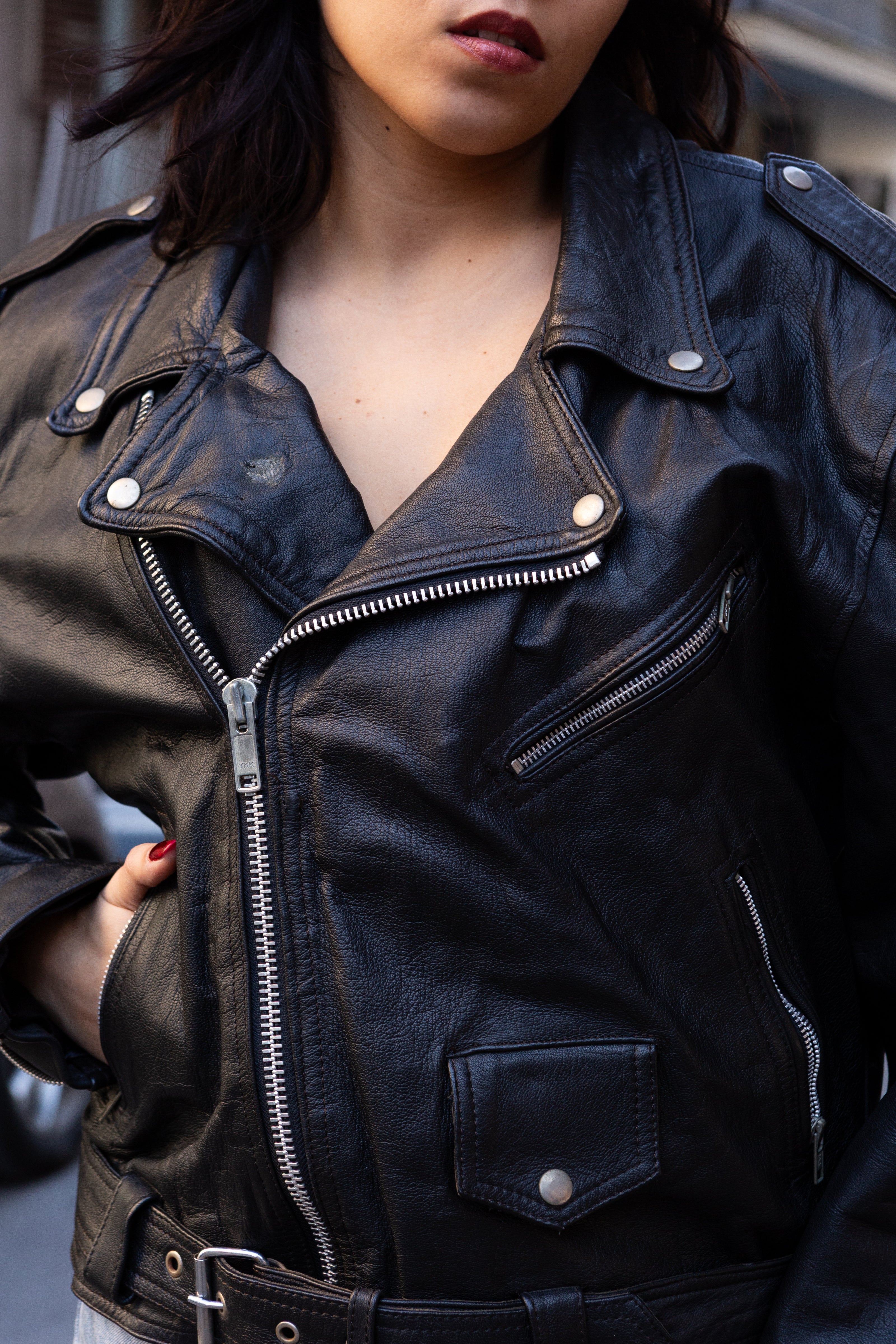 Vintage perfecto leather jacket (L)