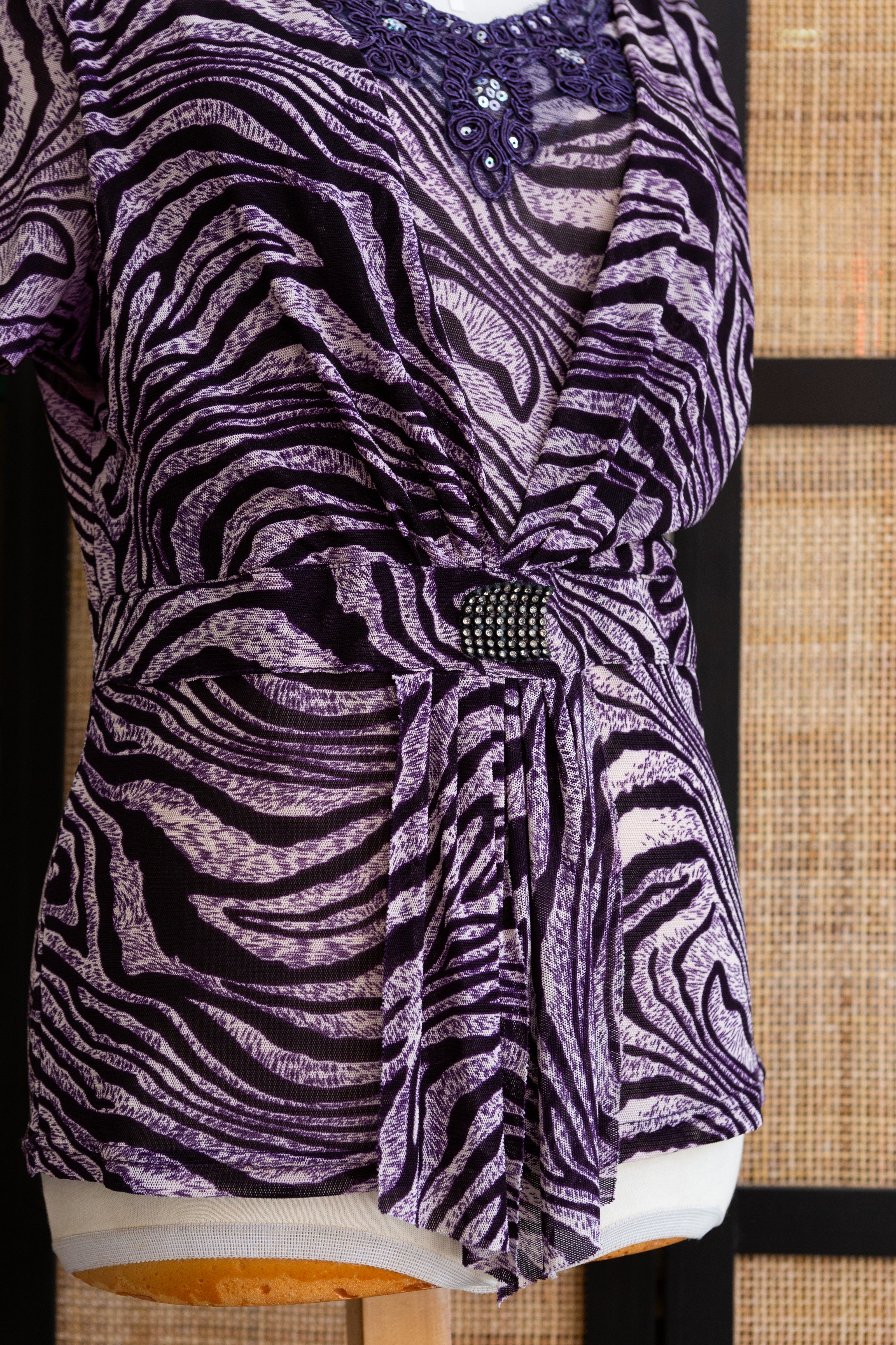 Super hot animal print mesh top
