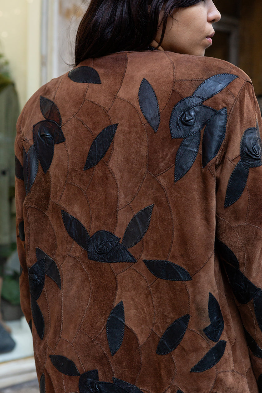 Vintage funky patchwork leather jacket (M)