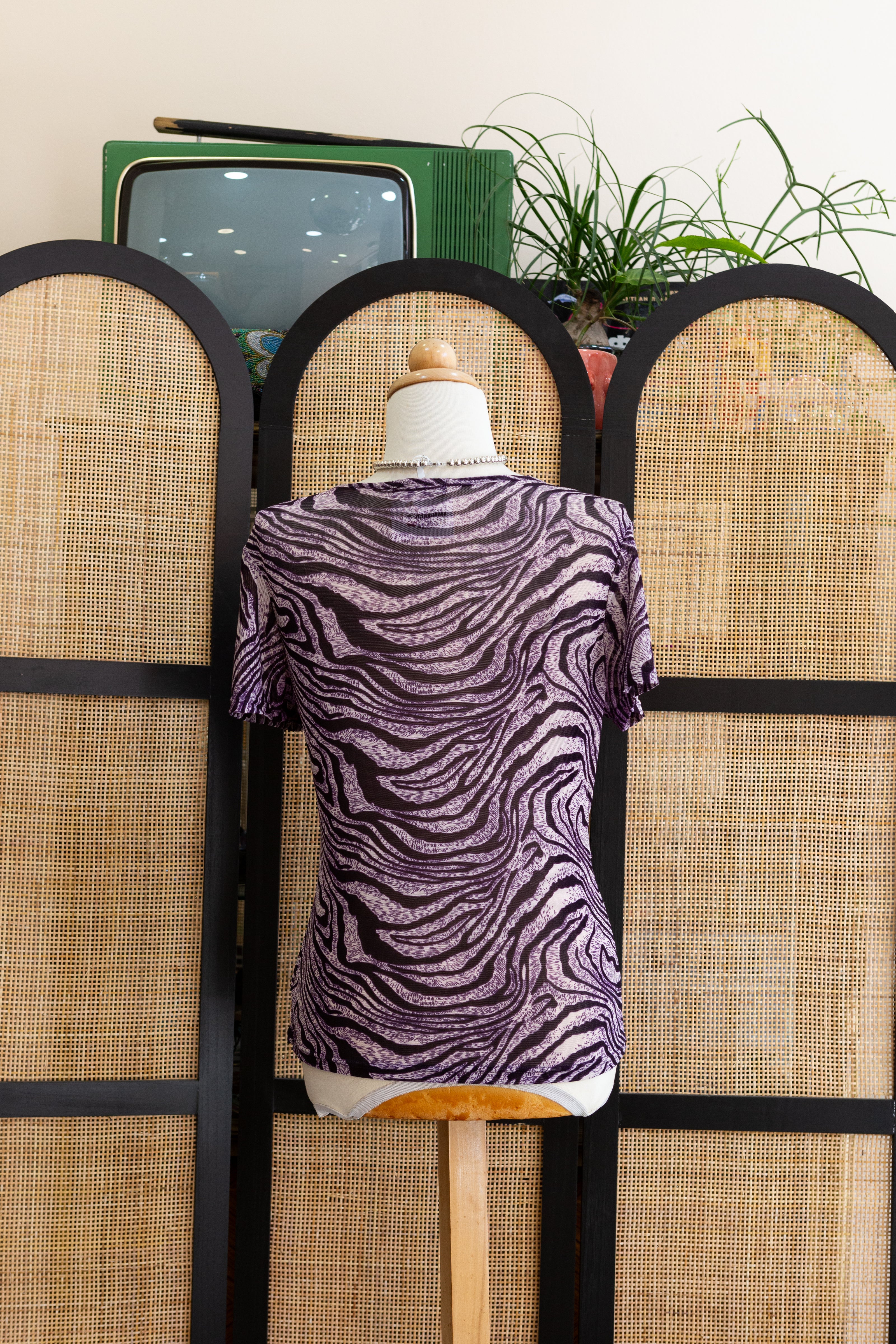Super hot animal print mesh top