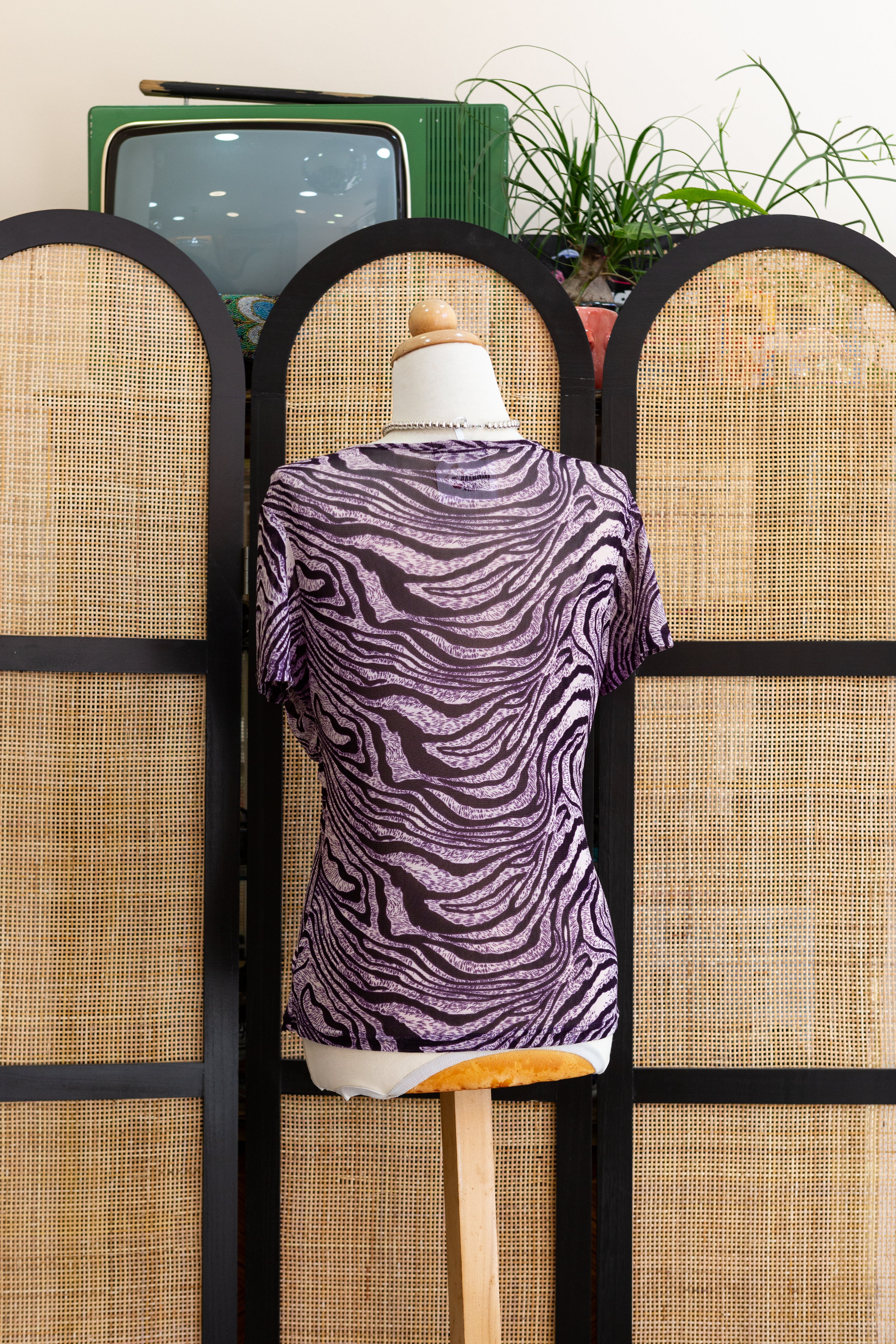 Super hot animal print mesh top