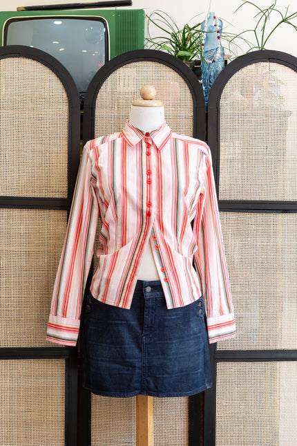 Vintage striped shirt with pointy collar