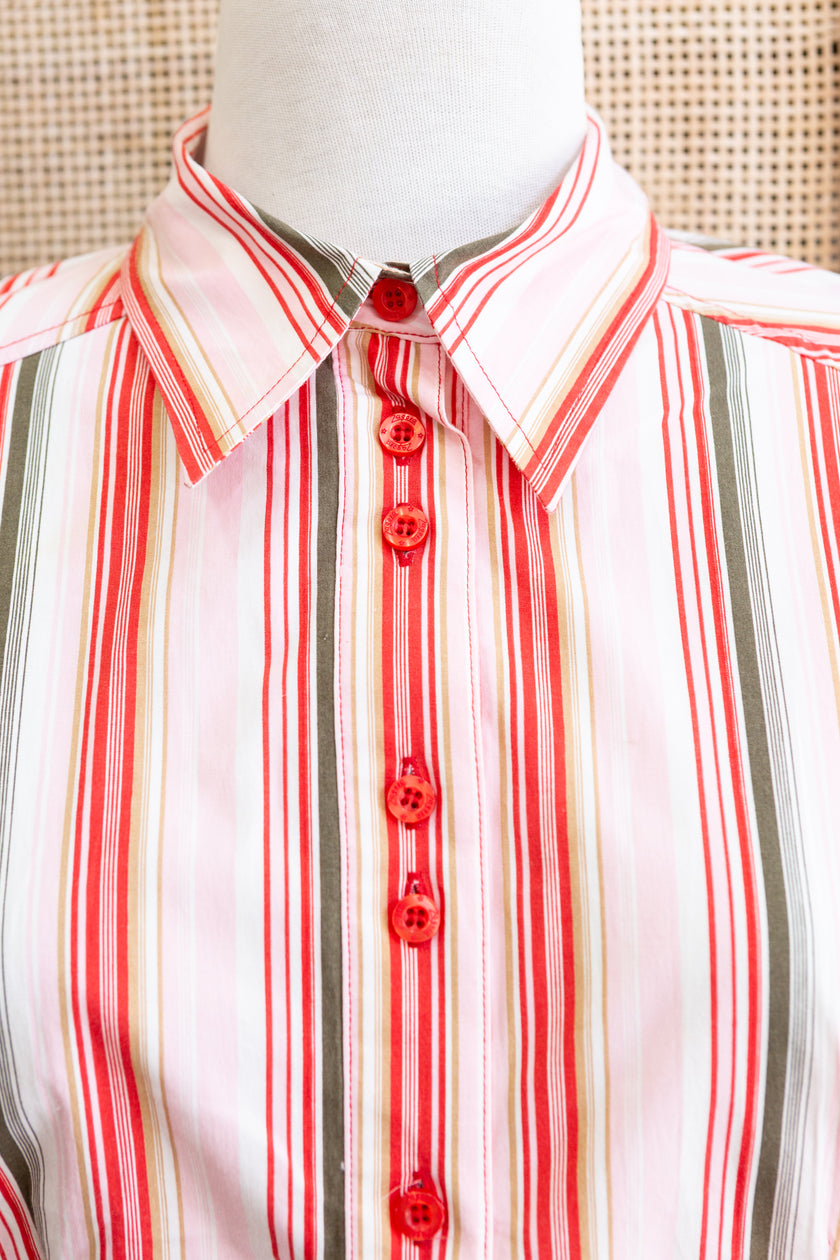 Vintage striped shirt with pointy collar