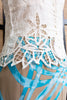 Vintage Ivory Linen Corset Top with Cutout Lace Hem