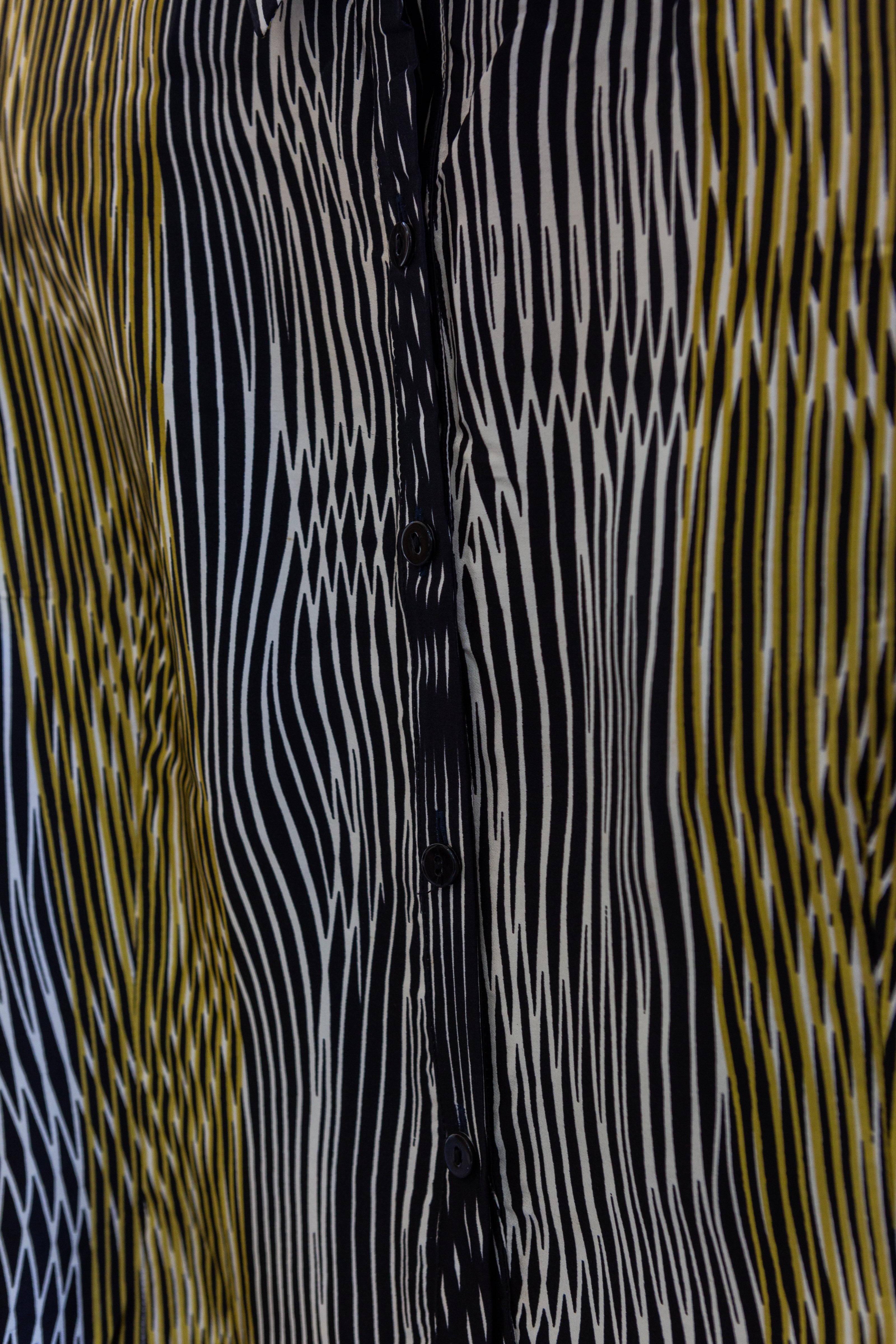 Vintage Black & Olive Wavy Stripe Shirt