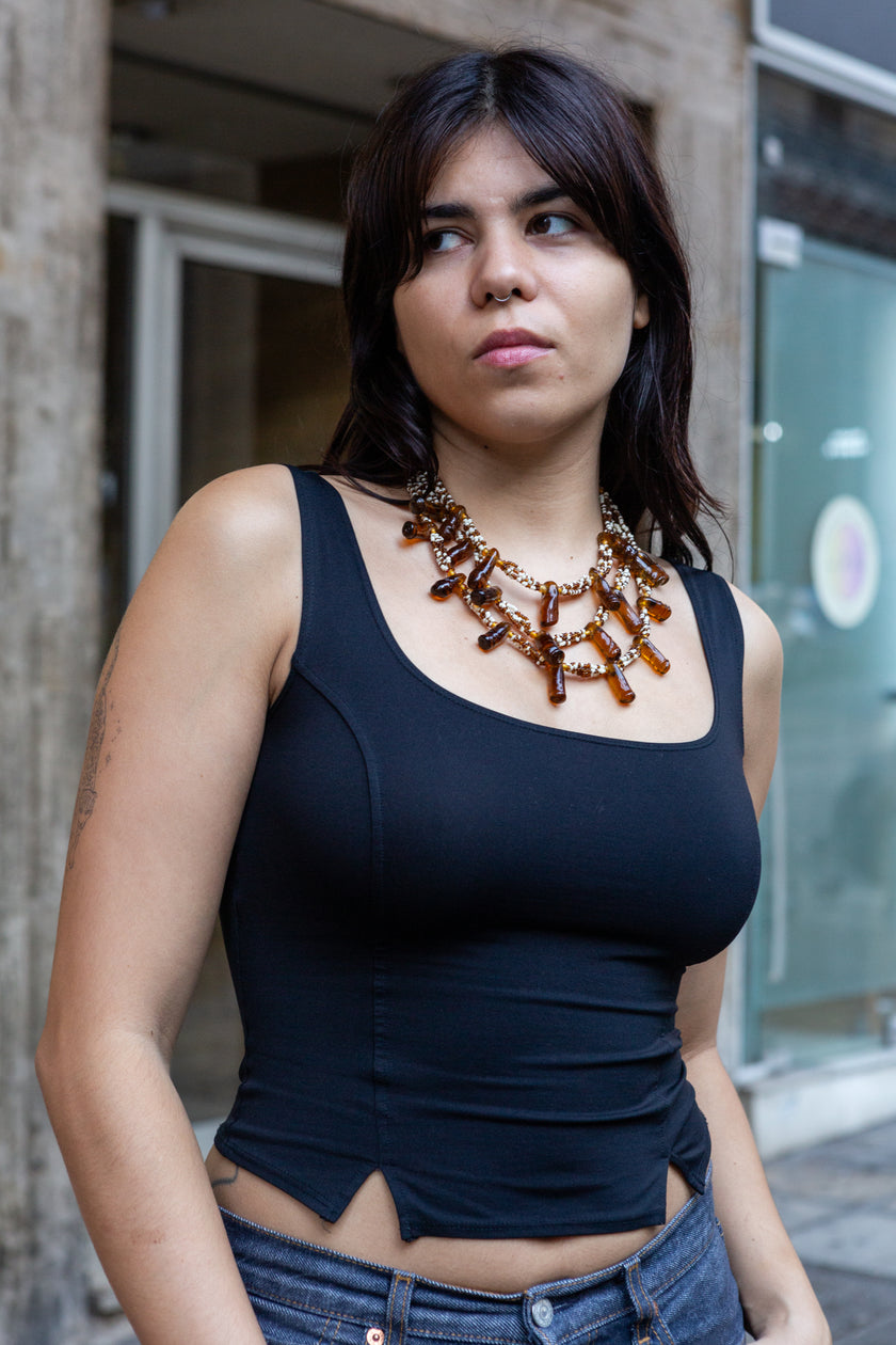 Deadstock vintage neacklace with glass beads