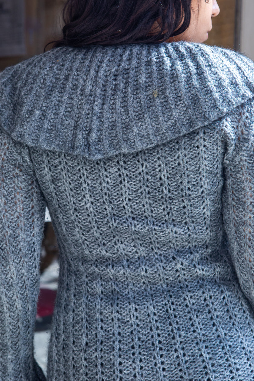 Amazing grey knitted cardigan dress (S/M)