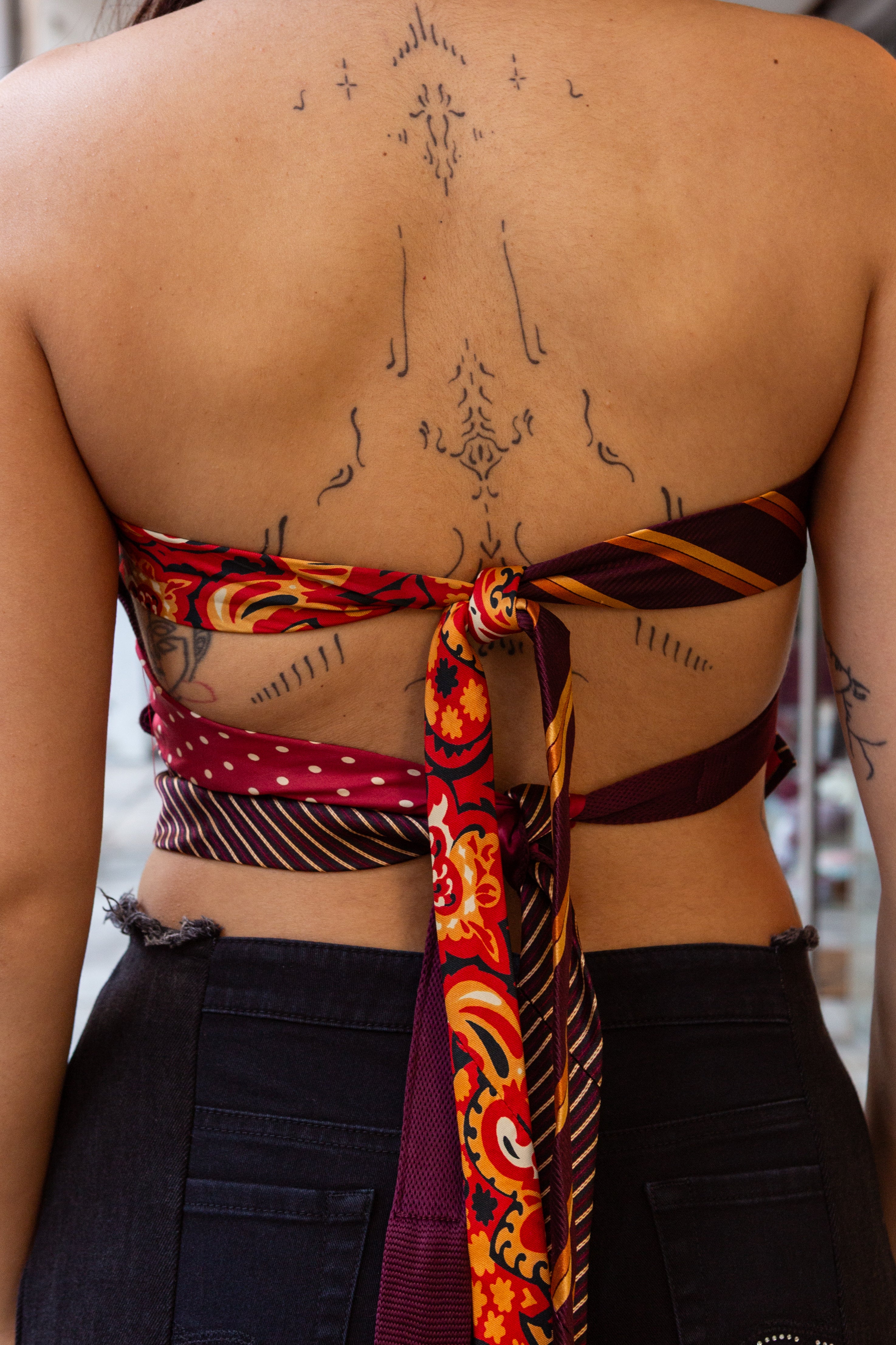 Cosette Up-cycled top with vintage ties