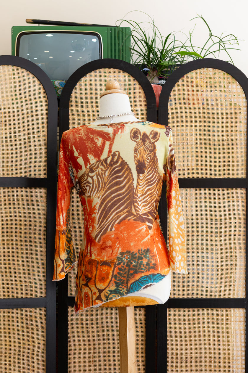 Stunning Vintage asymetrical mesh top