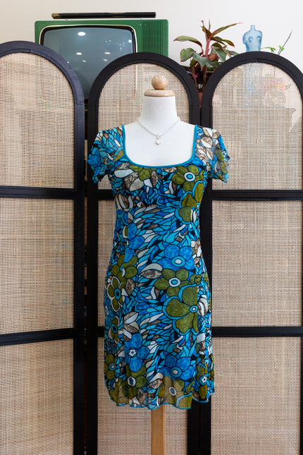 THE END mesh dress with square neckline