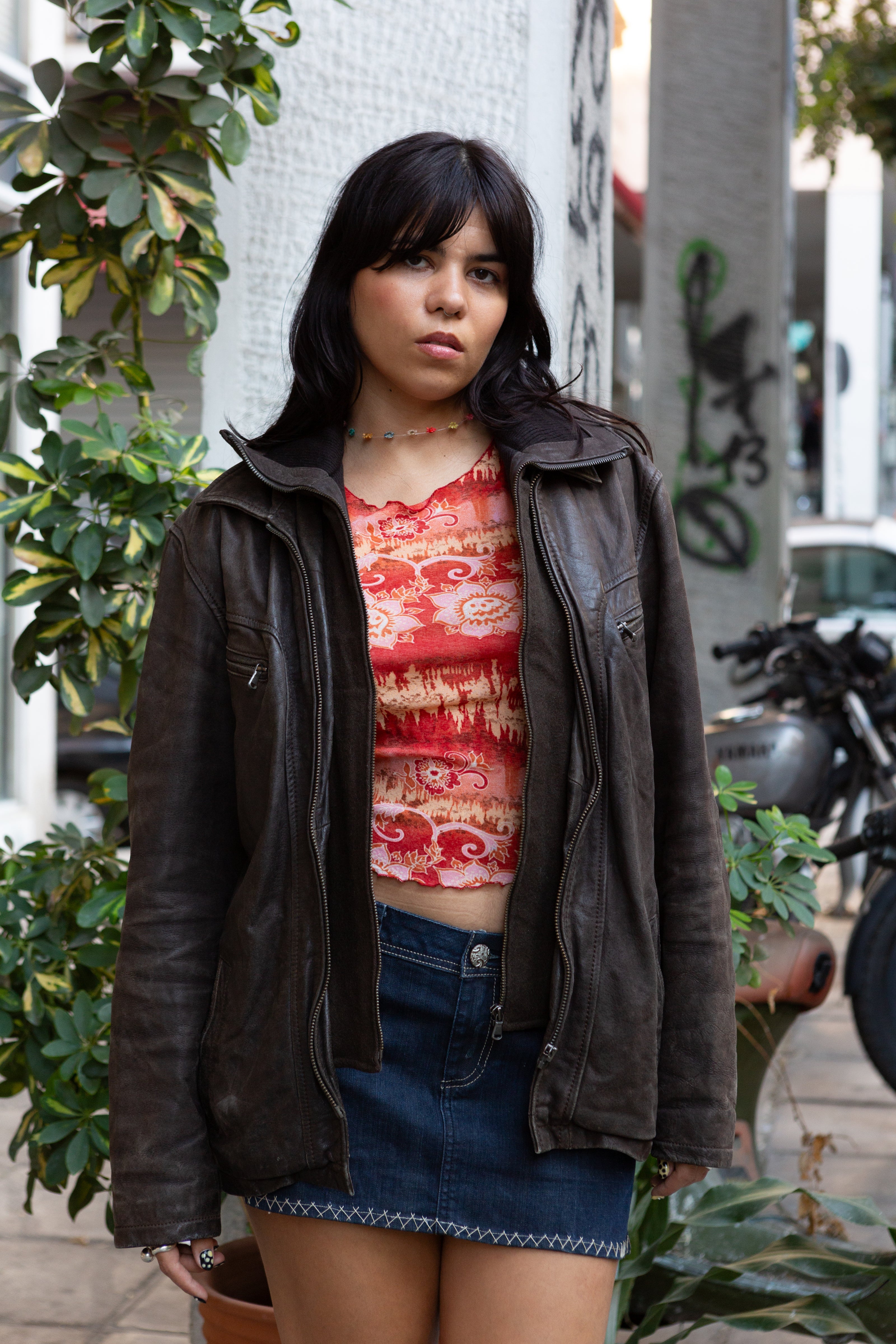 Super cool Daytona brown leather jacket