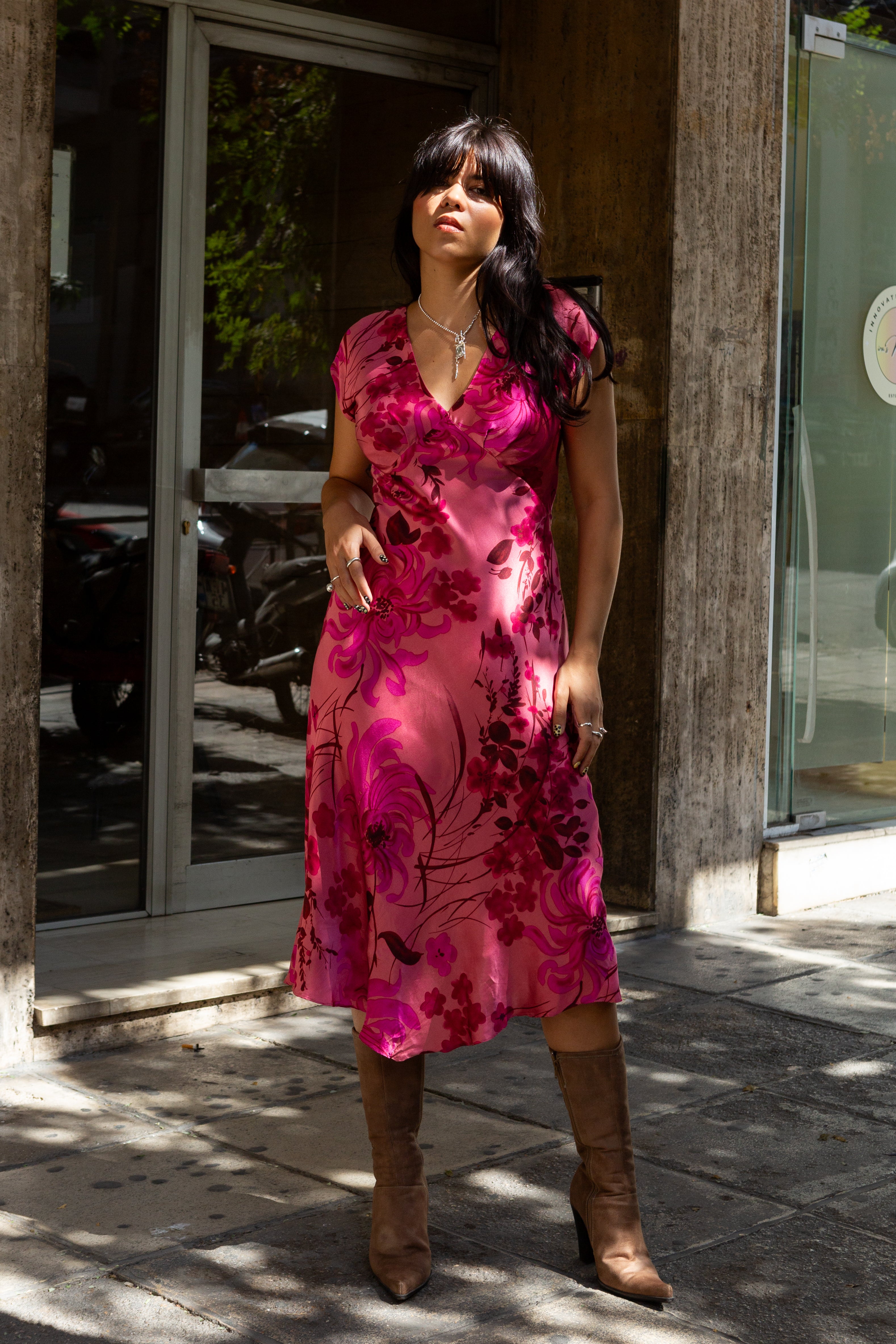 Monsoon Silk floral midi dress