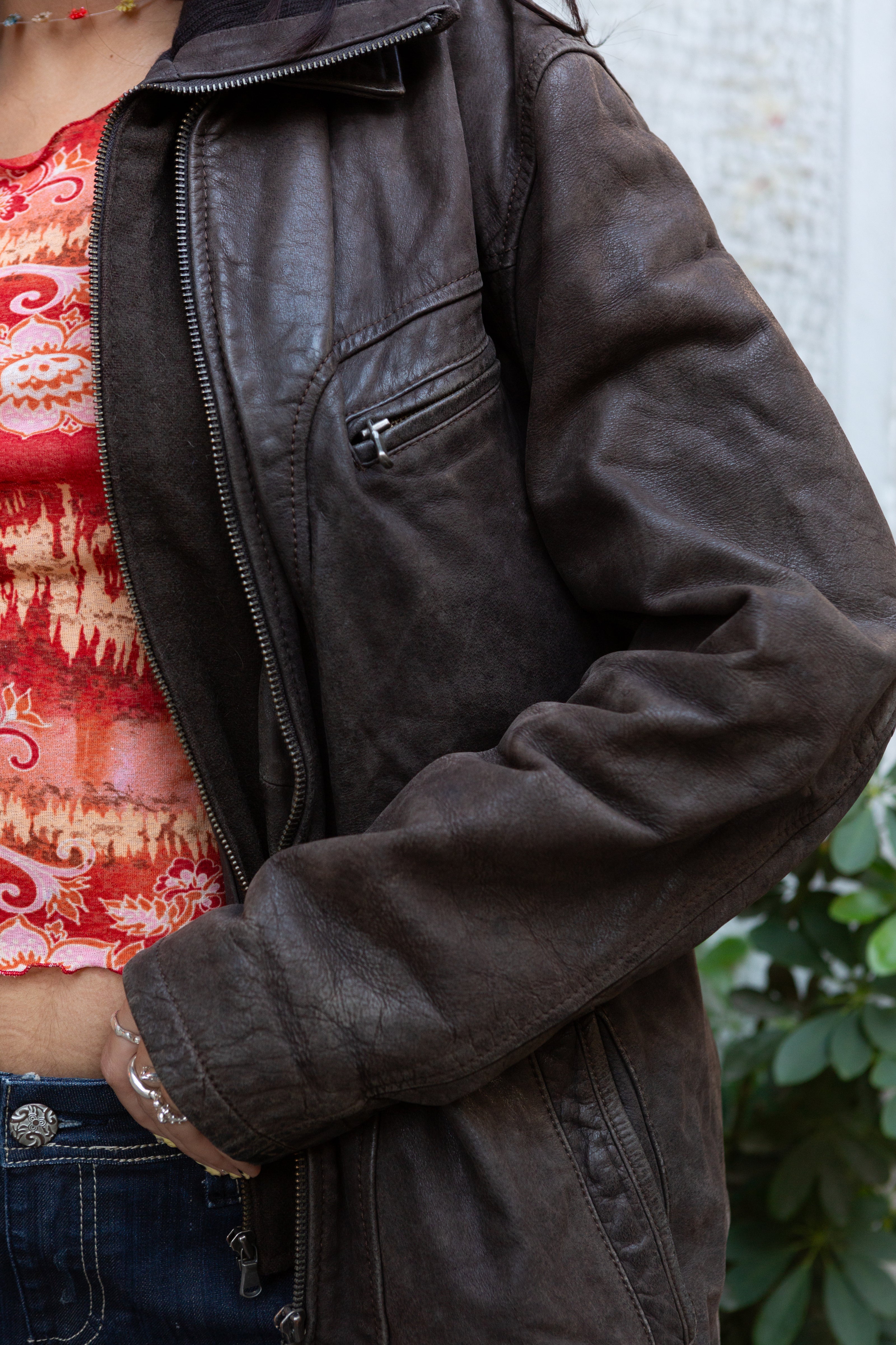 Super cool Daytona brown leather jacket