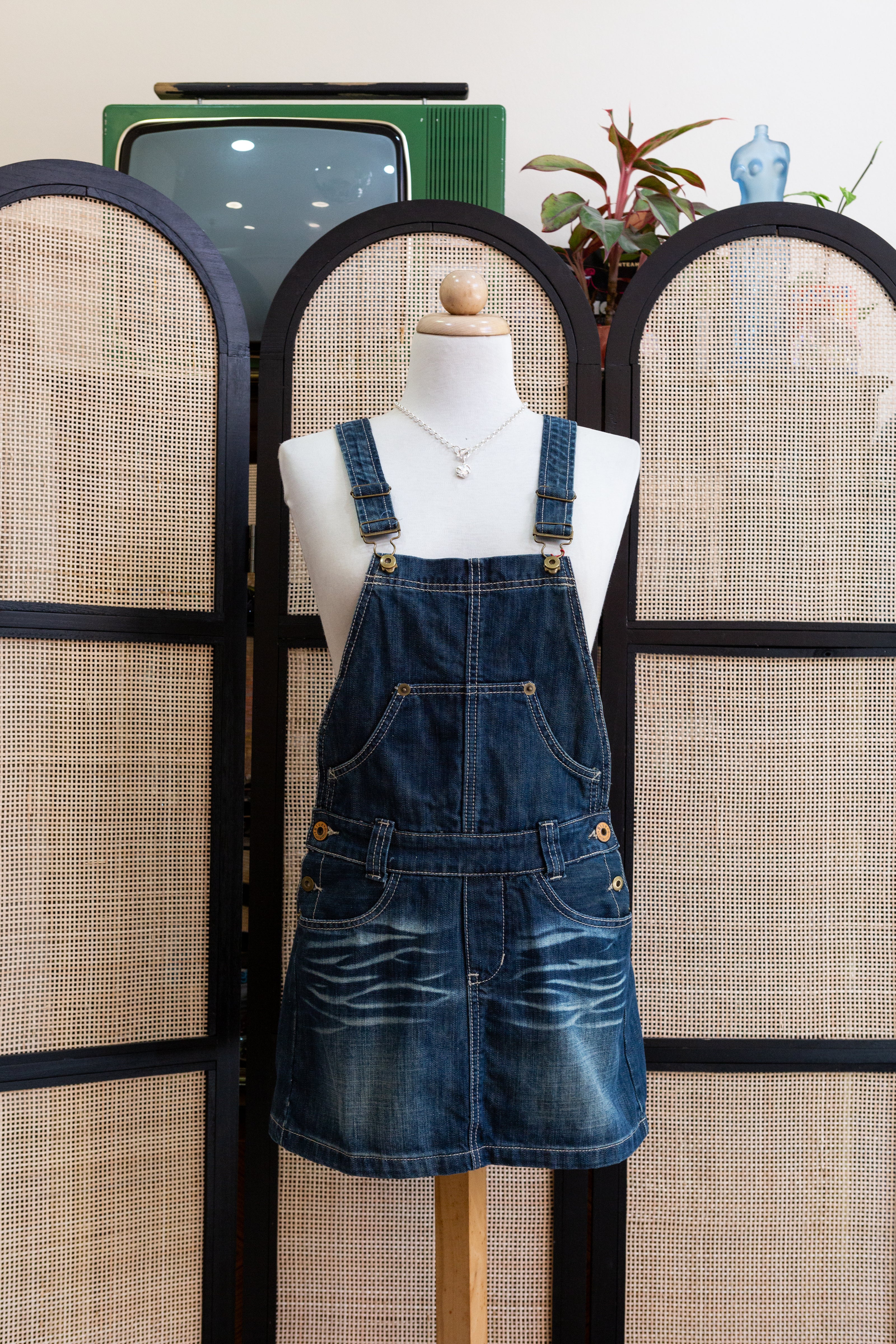 Denim mini overall dress