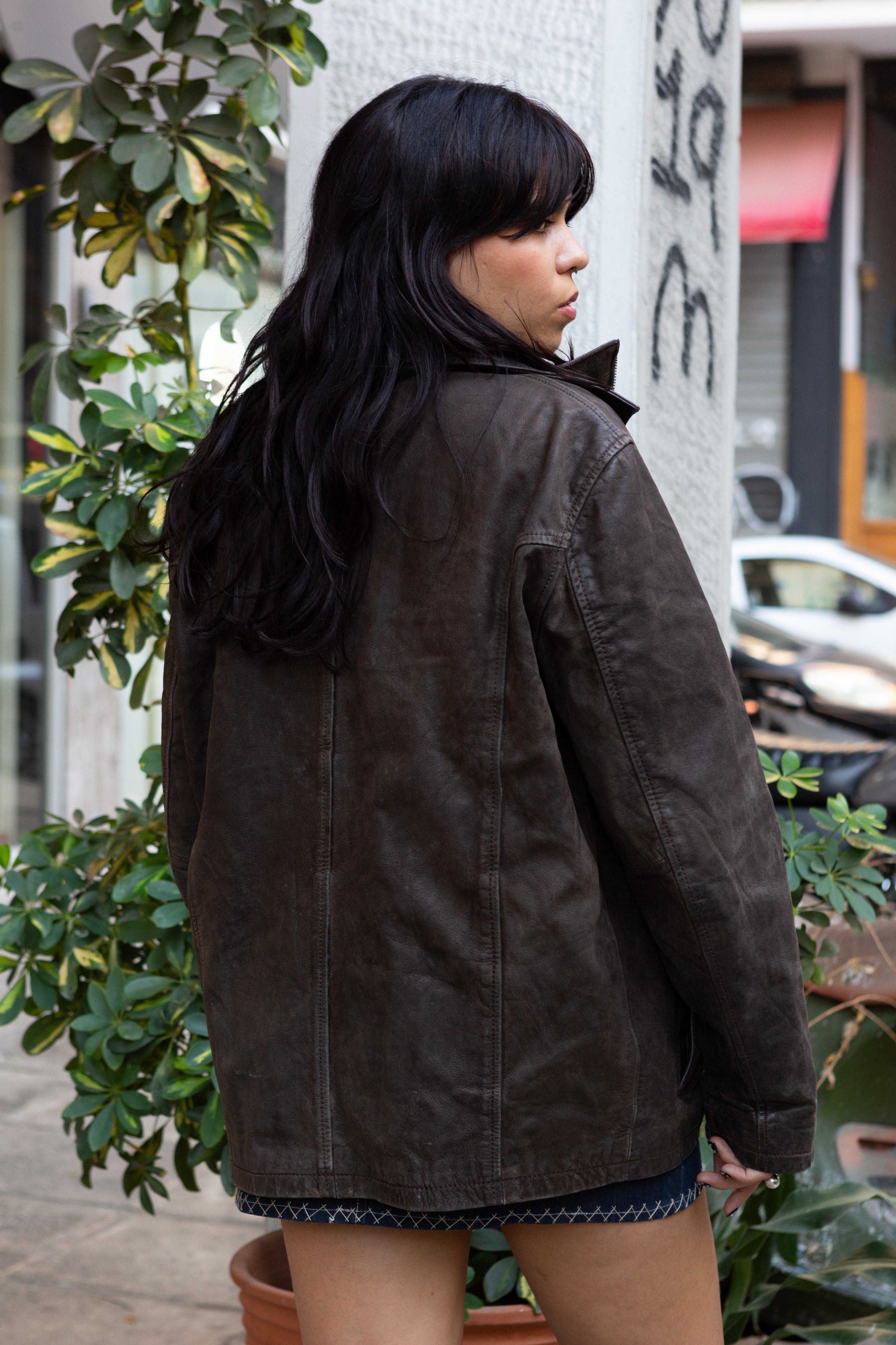 Super cool Daytona brown leather jacket