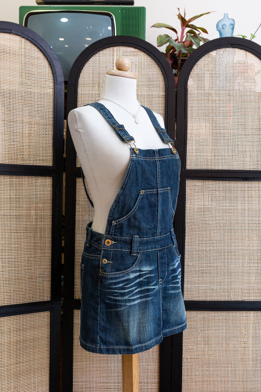 Denim mini overall dress
