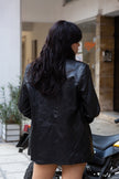 Black light leather jacket