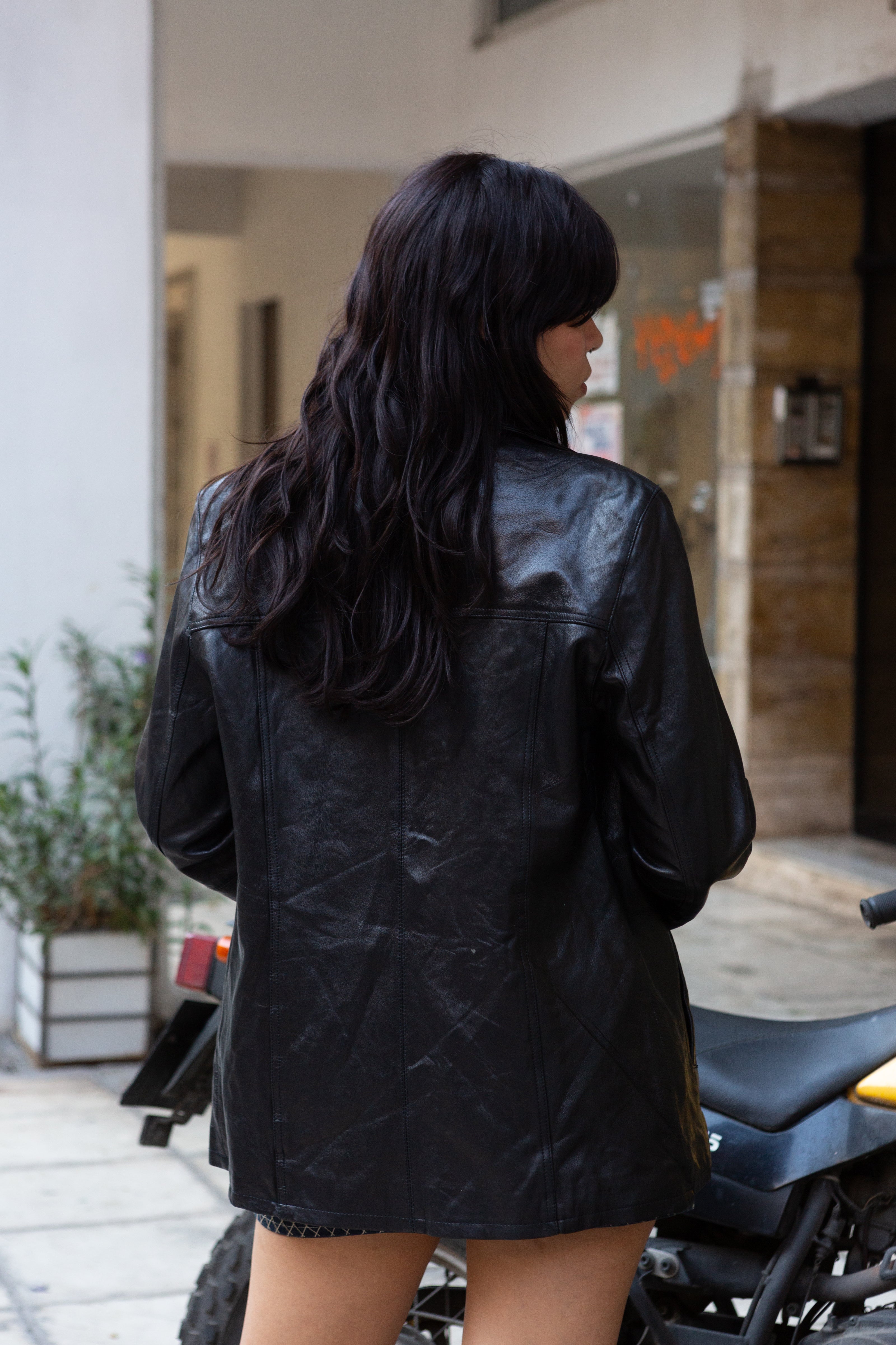 Black light leather jacket