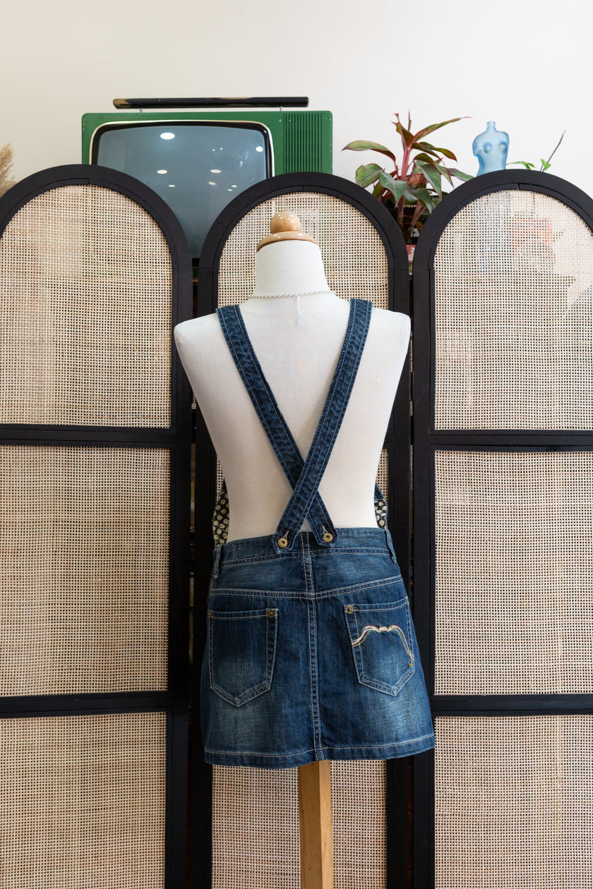 Denim mini overall dress