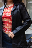 Black light leather jacket