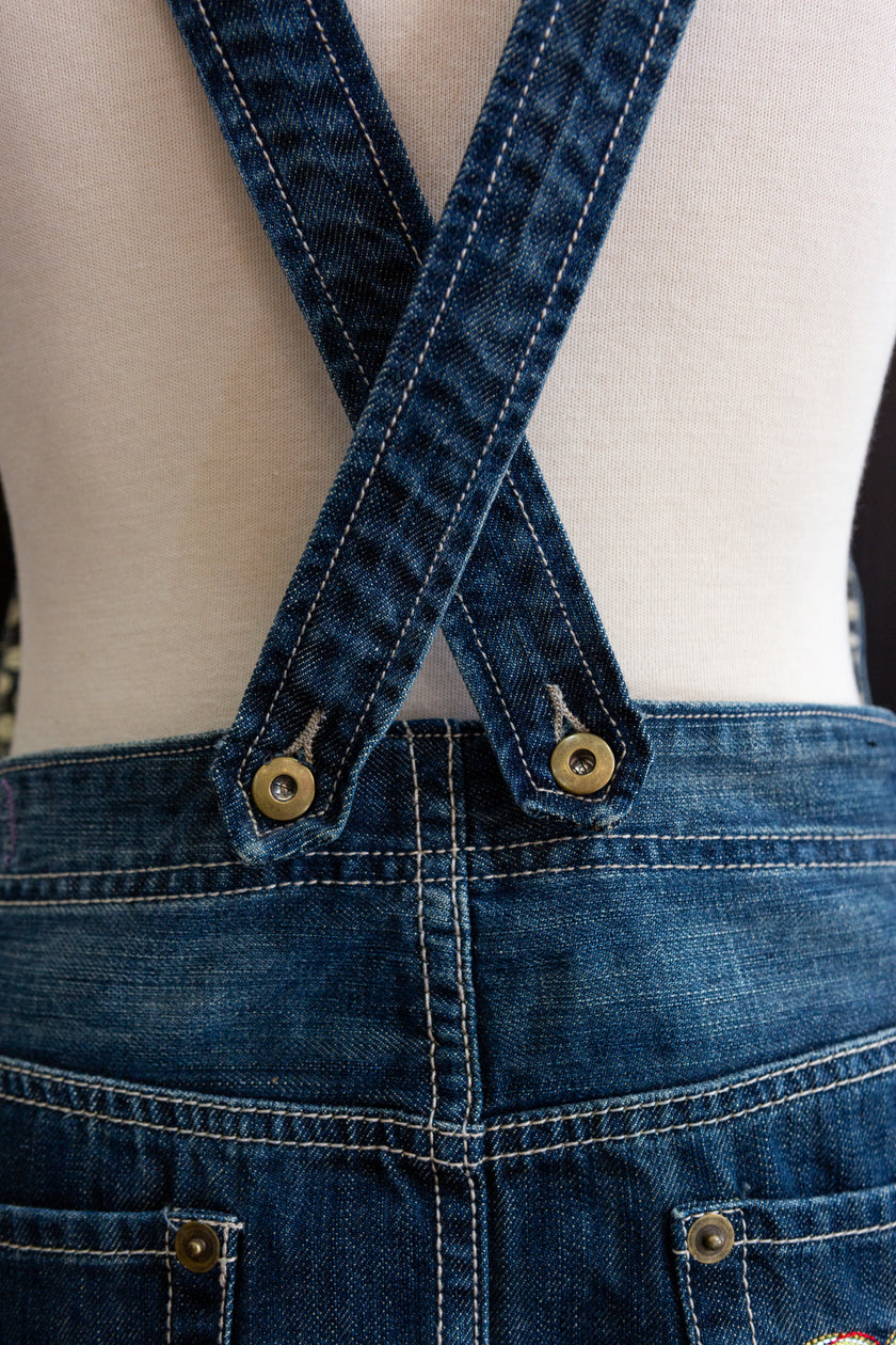 Denim mini overall dress