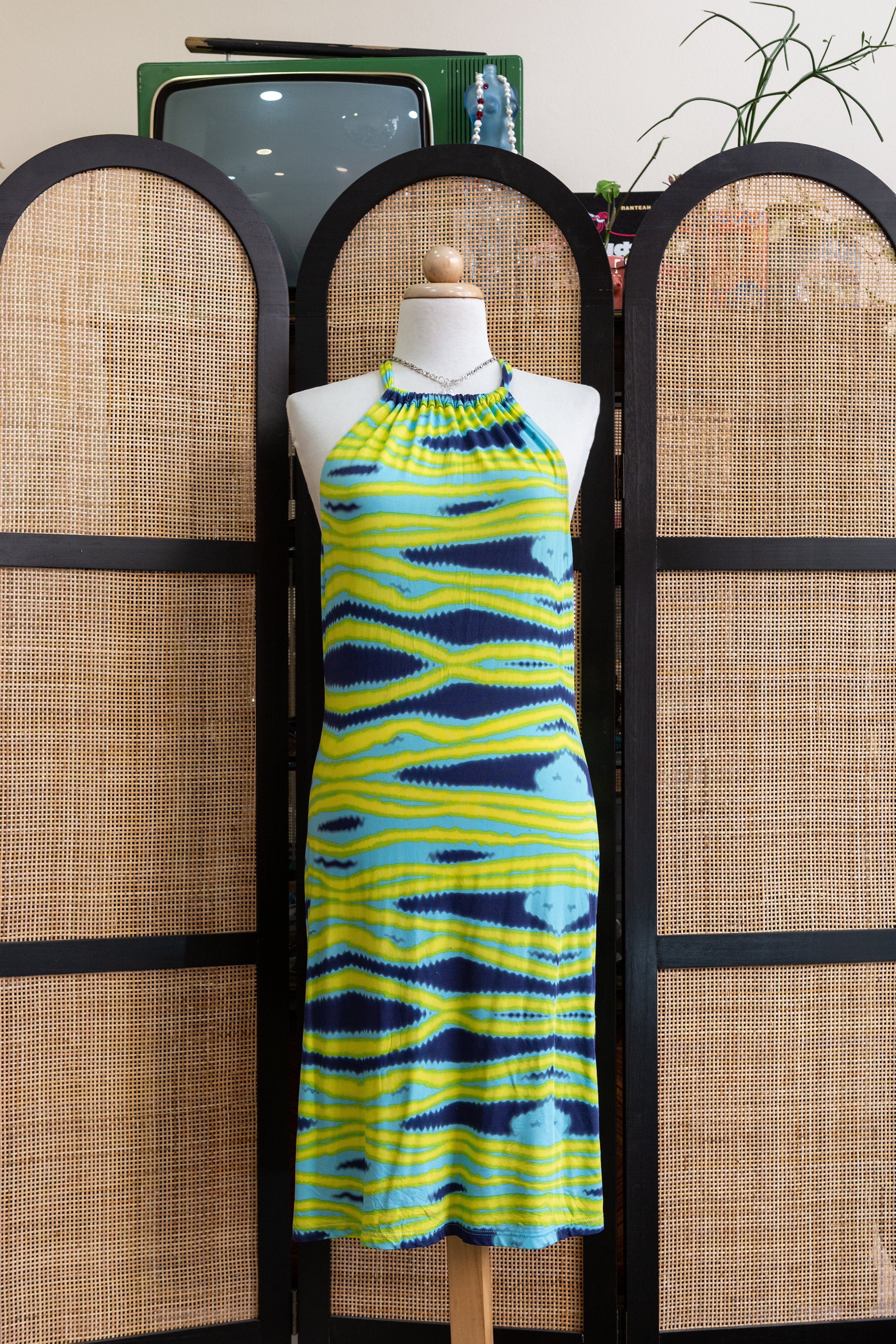 Sisi Aqua italian funky backless Y2K dress