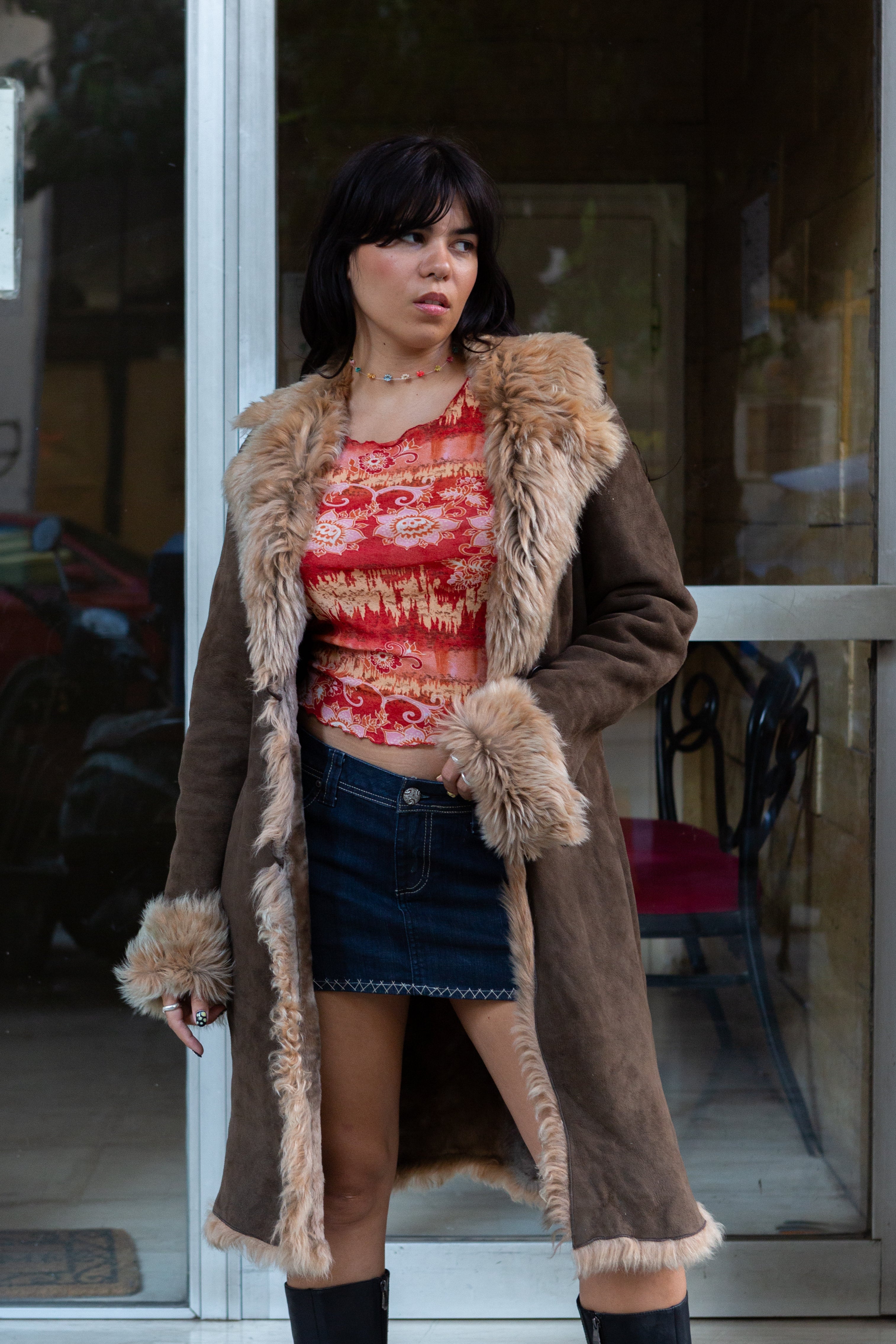 Vintage super hot leather jacket with fur