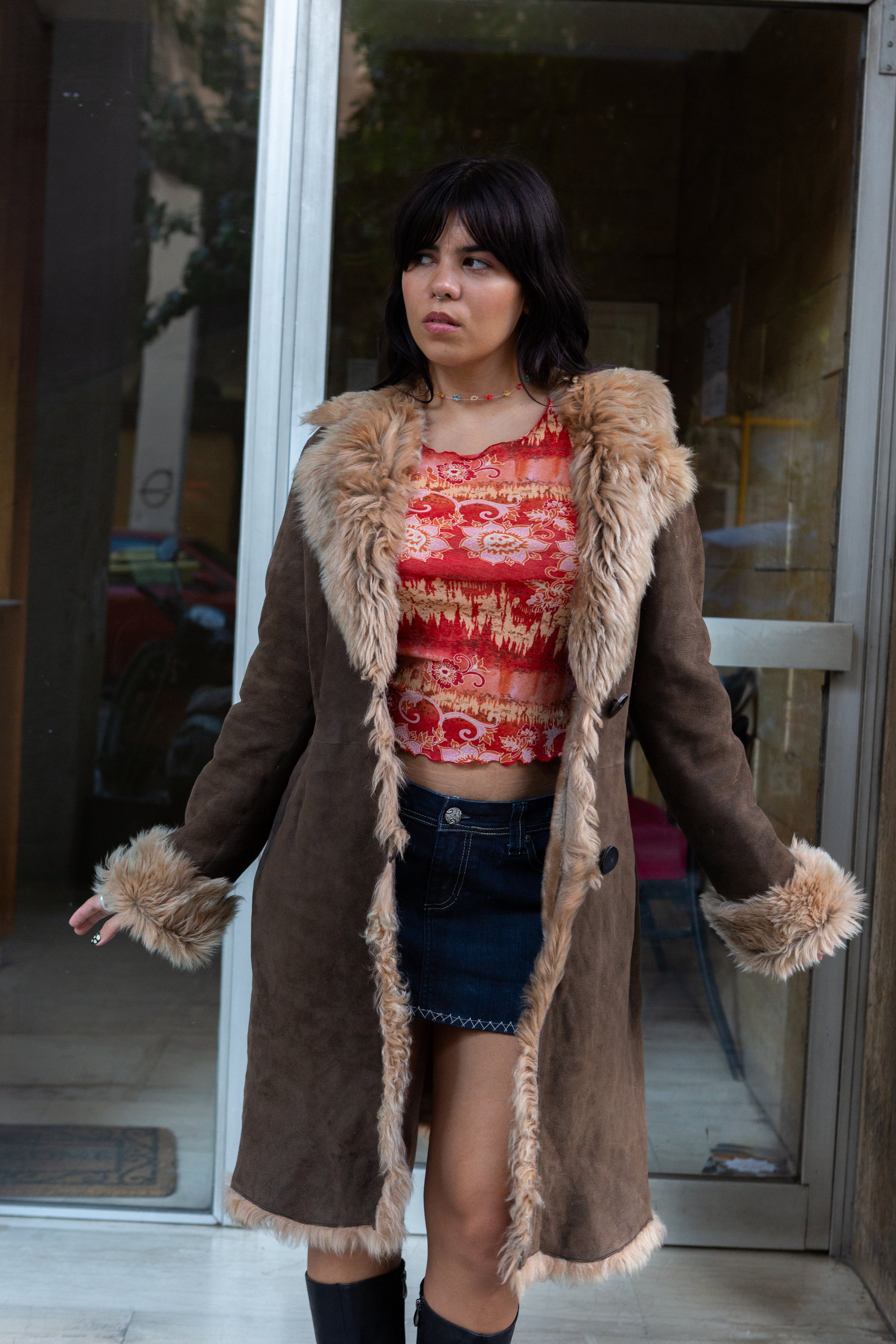 Vintage super hot leather jacket with fur
