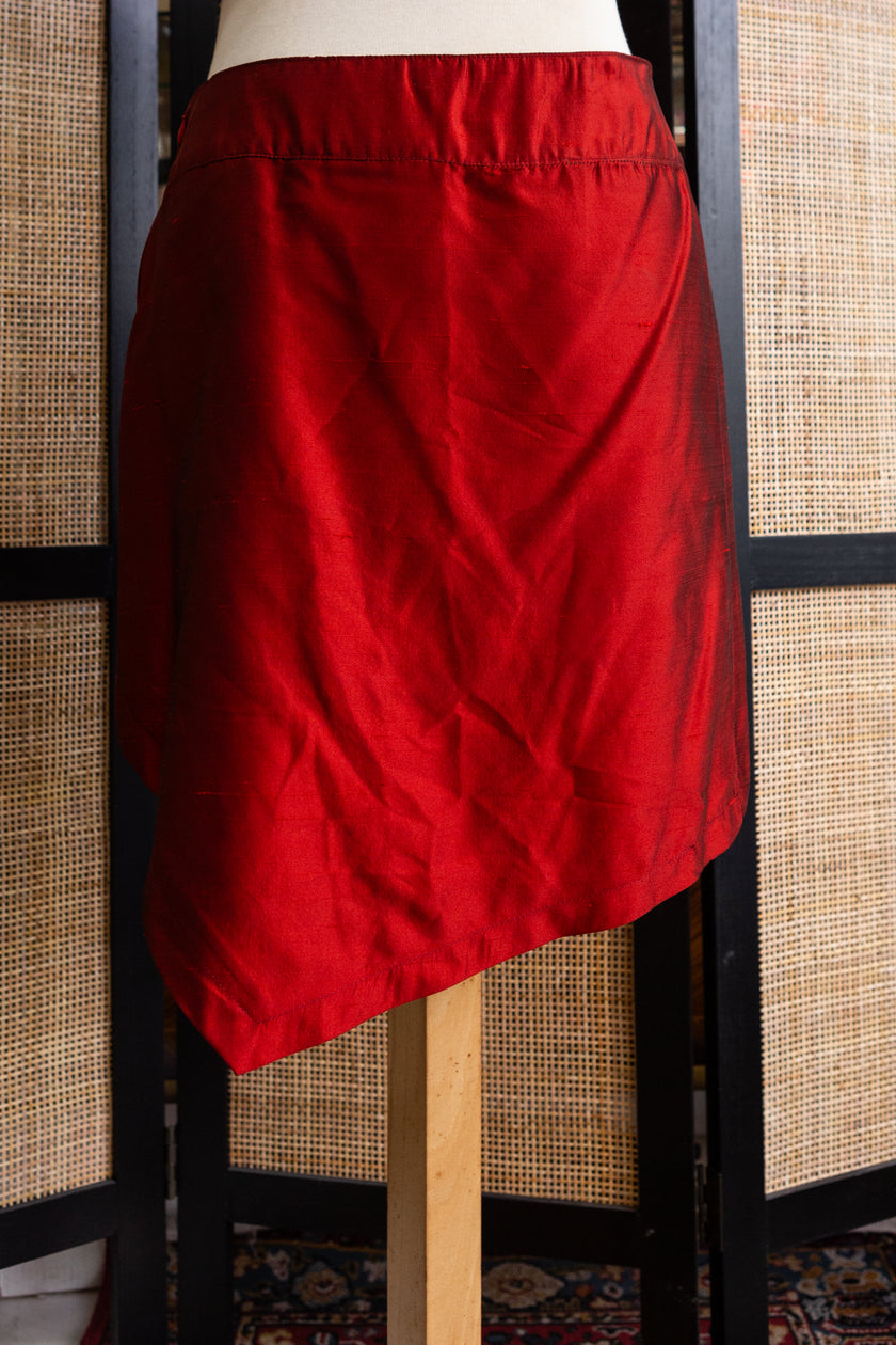 Super Hot Two-Piece Set – Asymmetrical Red & Black Corset Crop + Mini Skirt