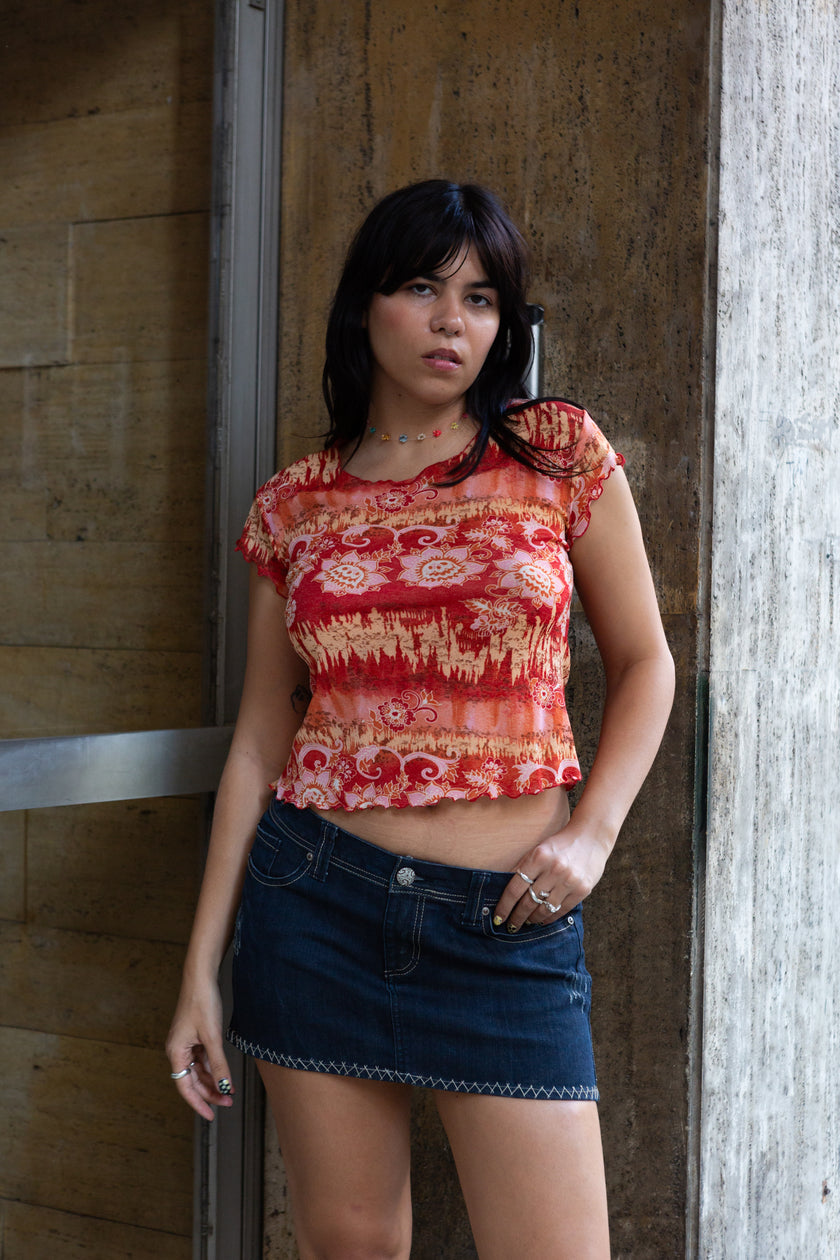 Super hot Y2K dark wash mini skirt