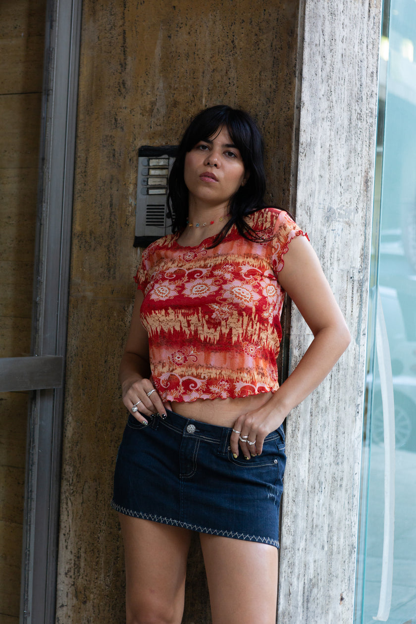 Super hot Y2K dark wash mini skirt