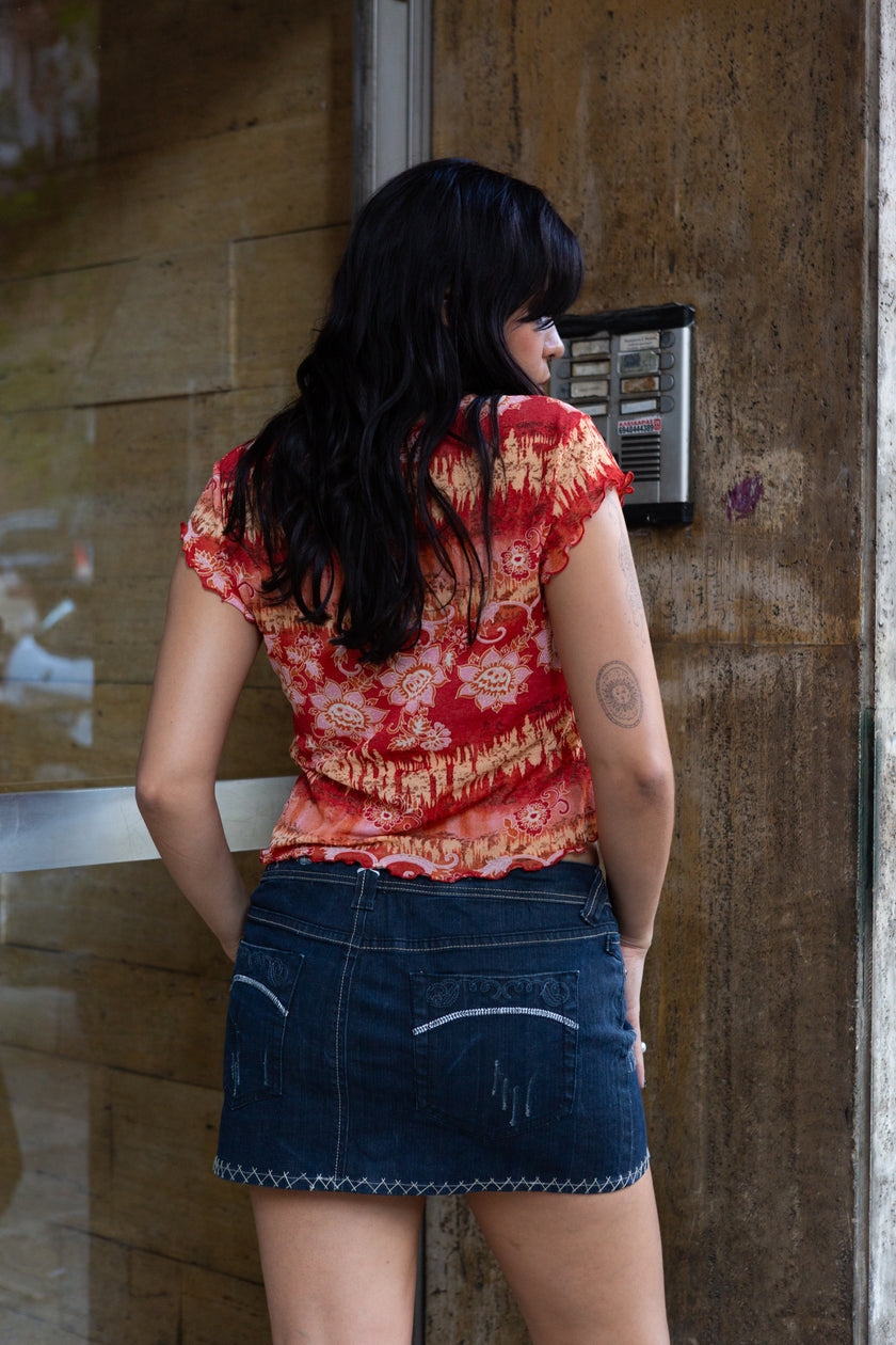 Super hot Y2K dark wash mini skirt