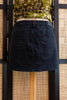 Black denim mini skirt