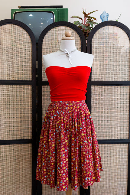 Vintage 70s Floral Midi Skirt