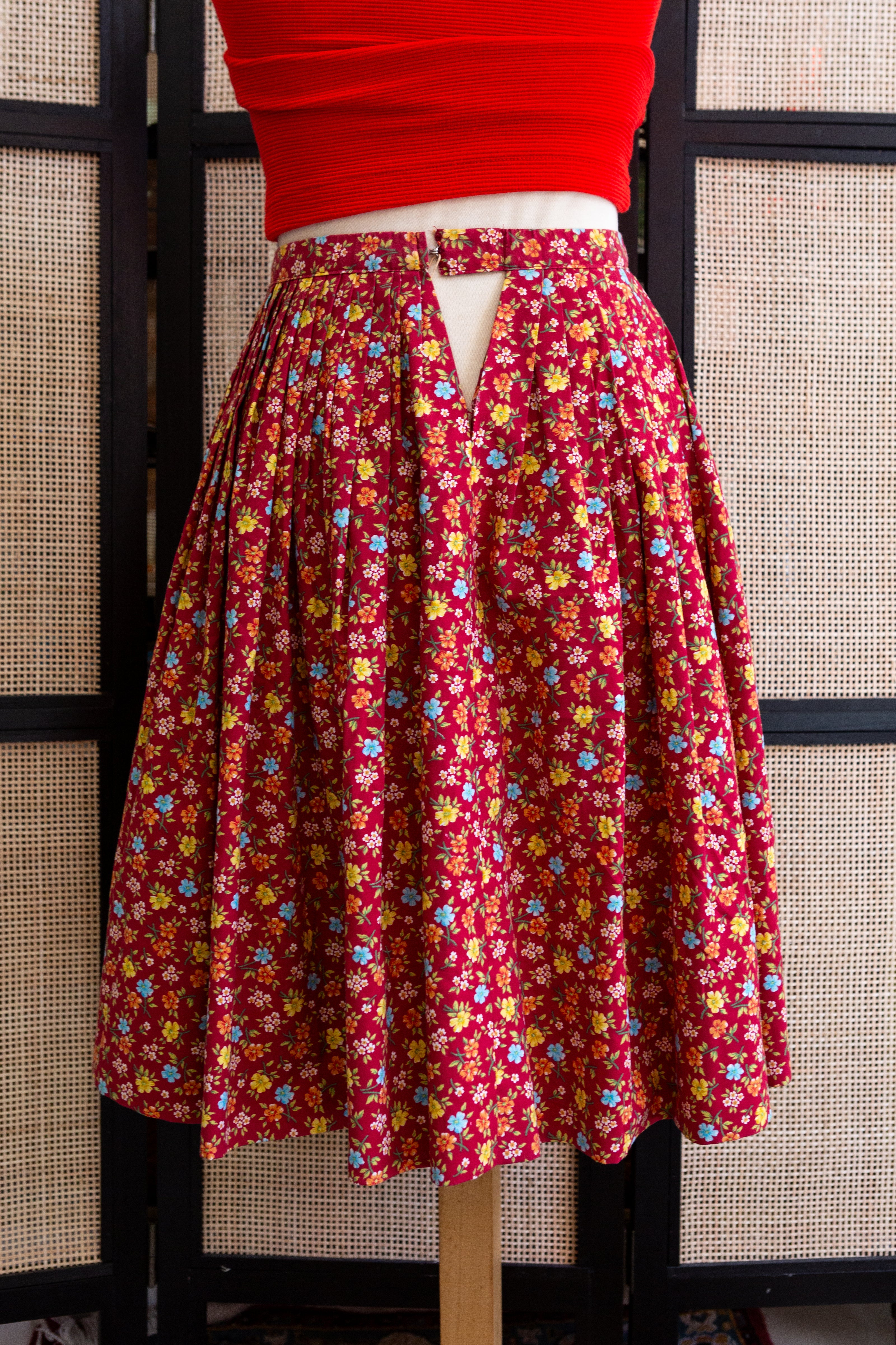 Vintage 70s Floral Midi Skirt