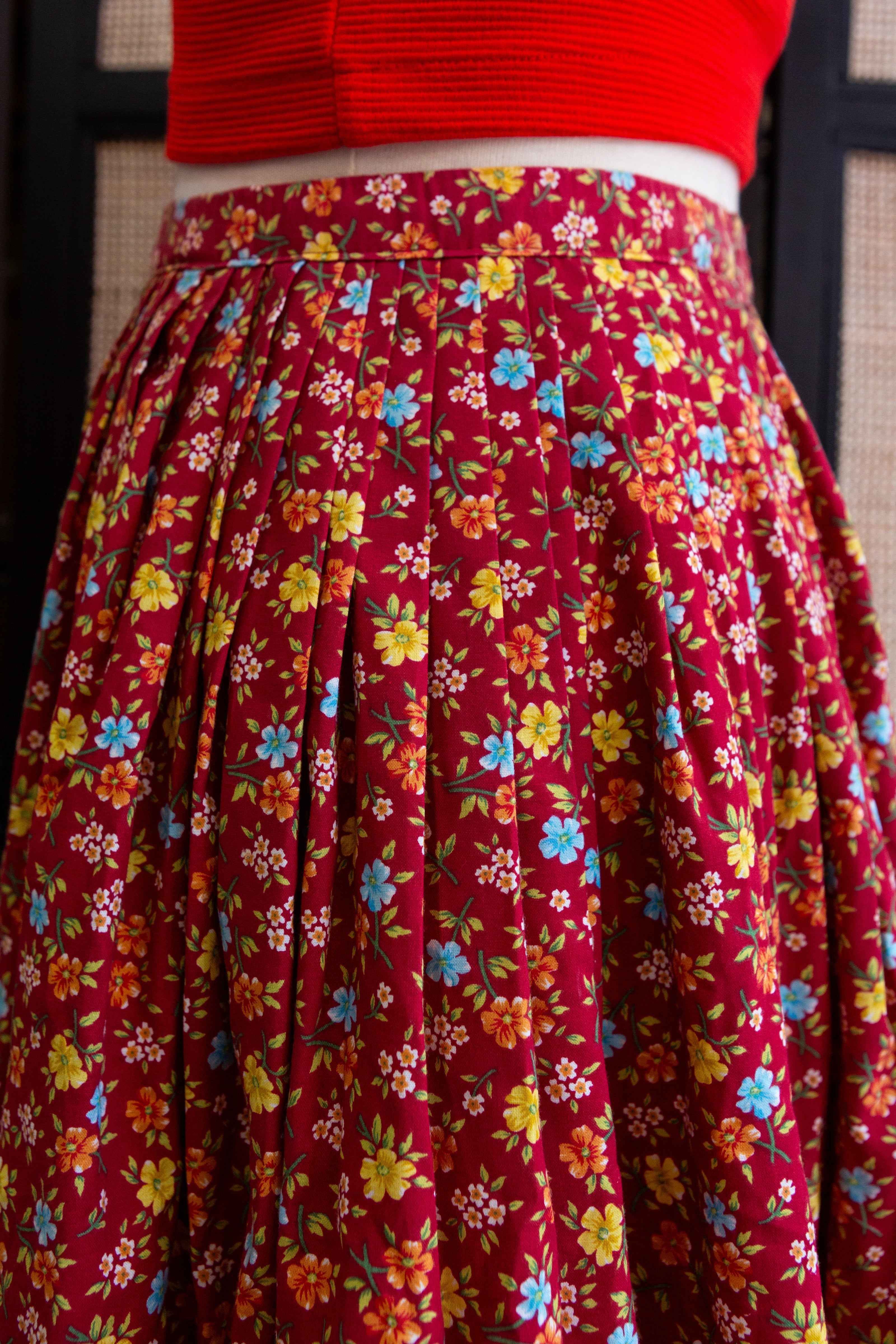 Vintage 70s Floral Midi Skirt