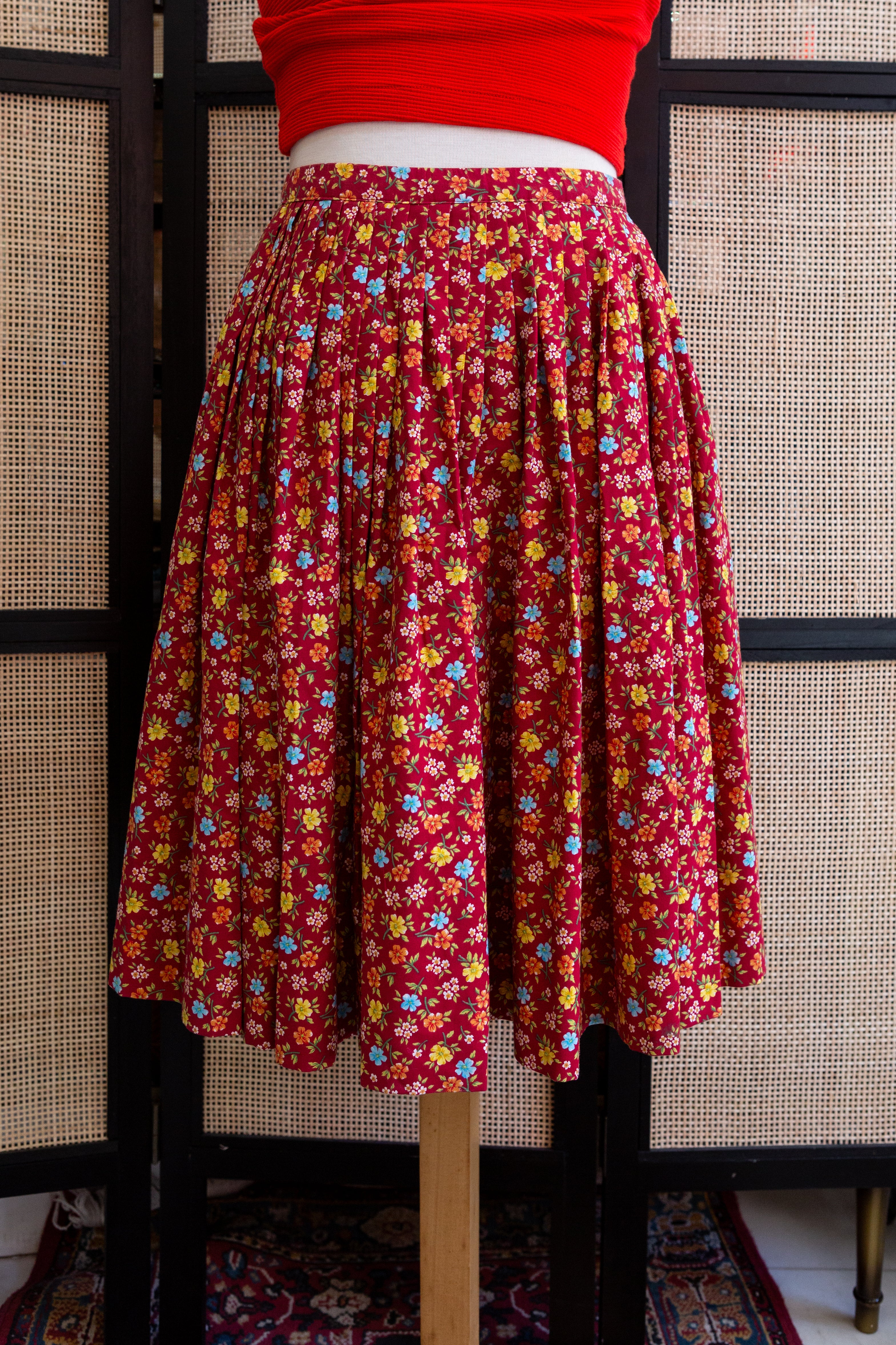 Vintage 70s Floral Midi Skirt