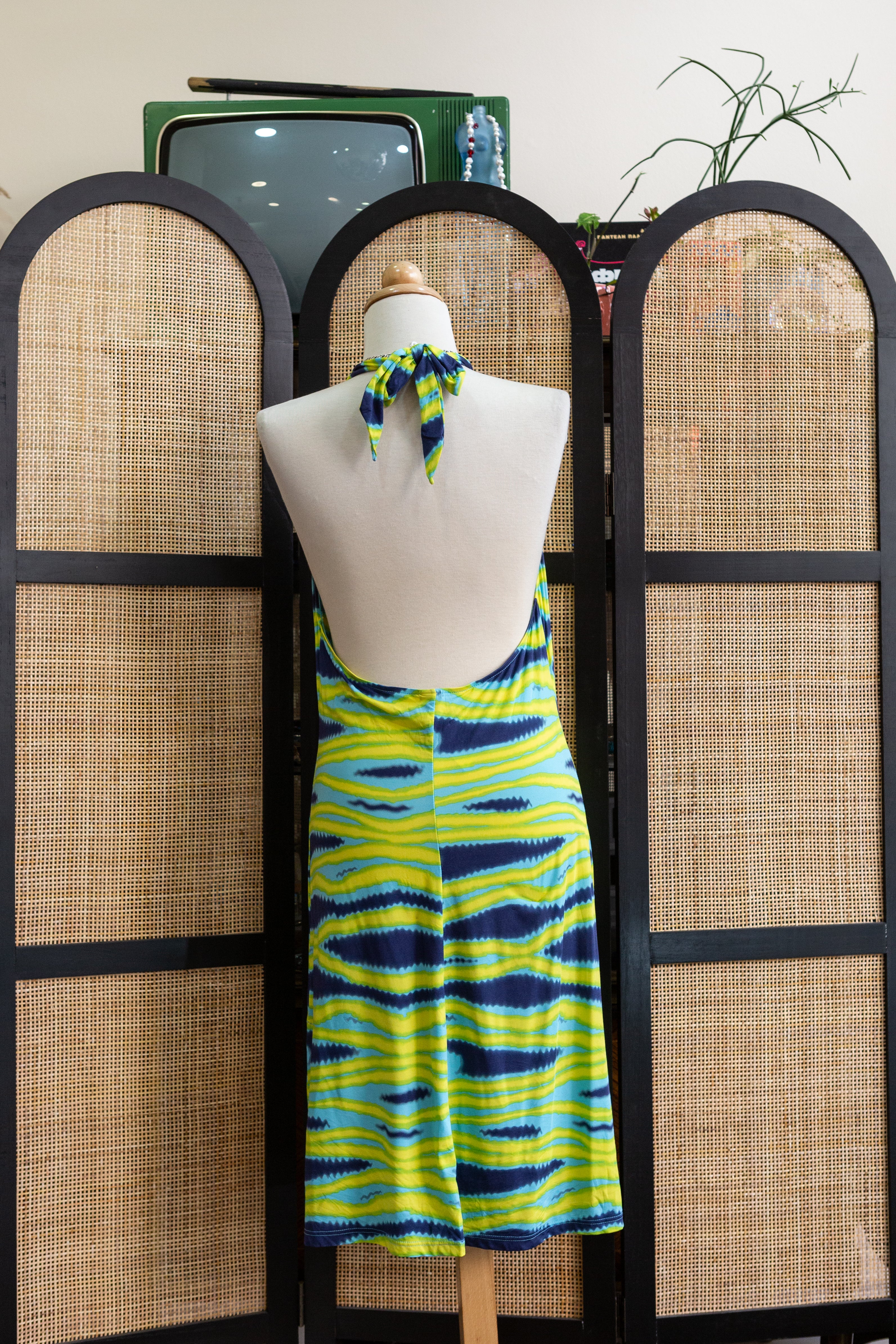 Sisi Aqua italian funky backless Y2K dress