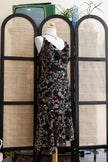 90s Floral Midi with Ruffle Neckline